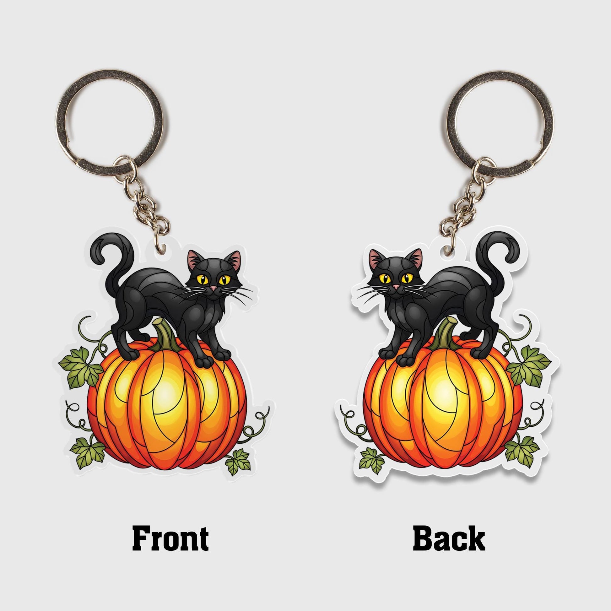 Black Cat Pumpkin Keychain, Halloween Cat Keyring, Spooky Cute Fall Accessory, Witchy Gift, Gothic Charm, Trick or Treat Favor