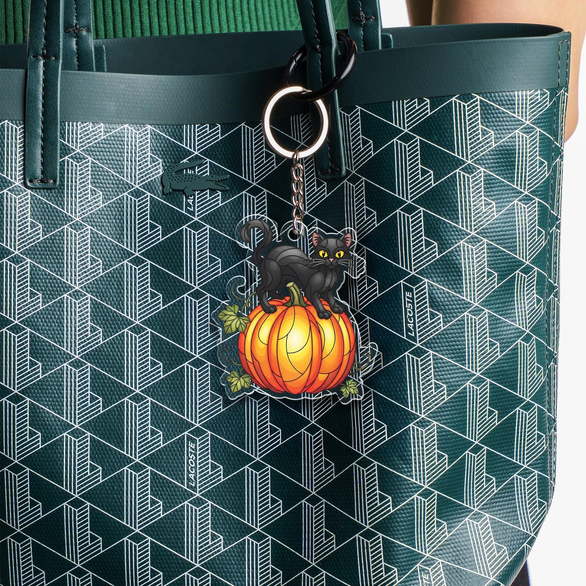Black Cat Pumpkin Keychain, Halloween Cat Keyring, Spooky Cute Fall Accessory, Witchy Gift, Gothic Charm, Trick or Treat Favor