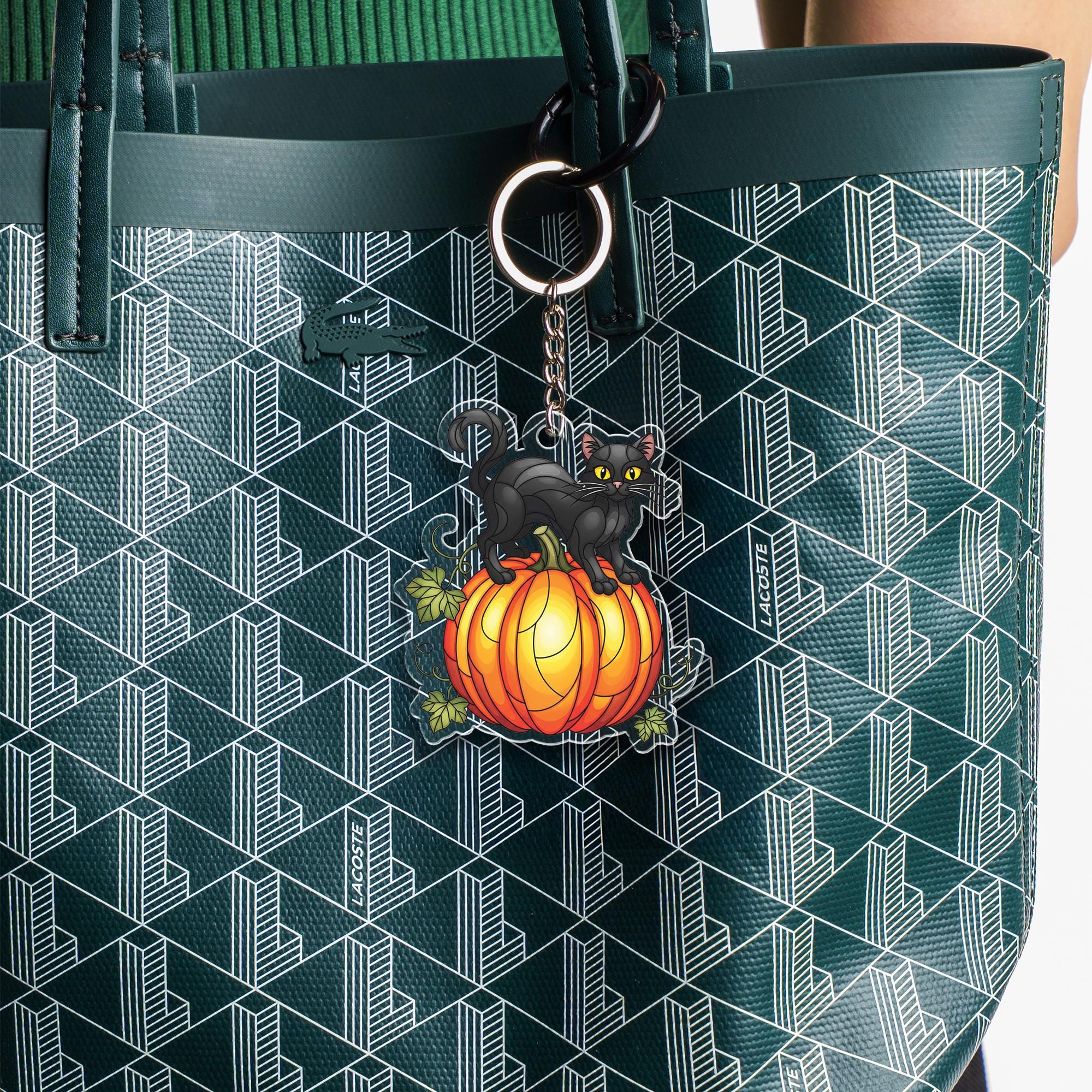 Black Cat Pumpkin Keychain, Halloween Cat Keyring, Spooky Cute Fall Accessory, Witchy Gift, Gothic Charm, Trick or Treat Favor
