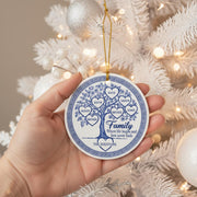 Family Tree Ornament – Personalized Ceramic Keepsake with Names & Family Quote