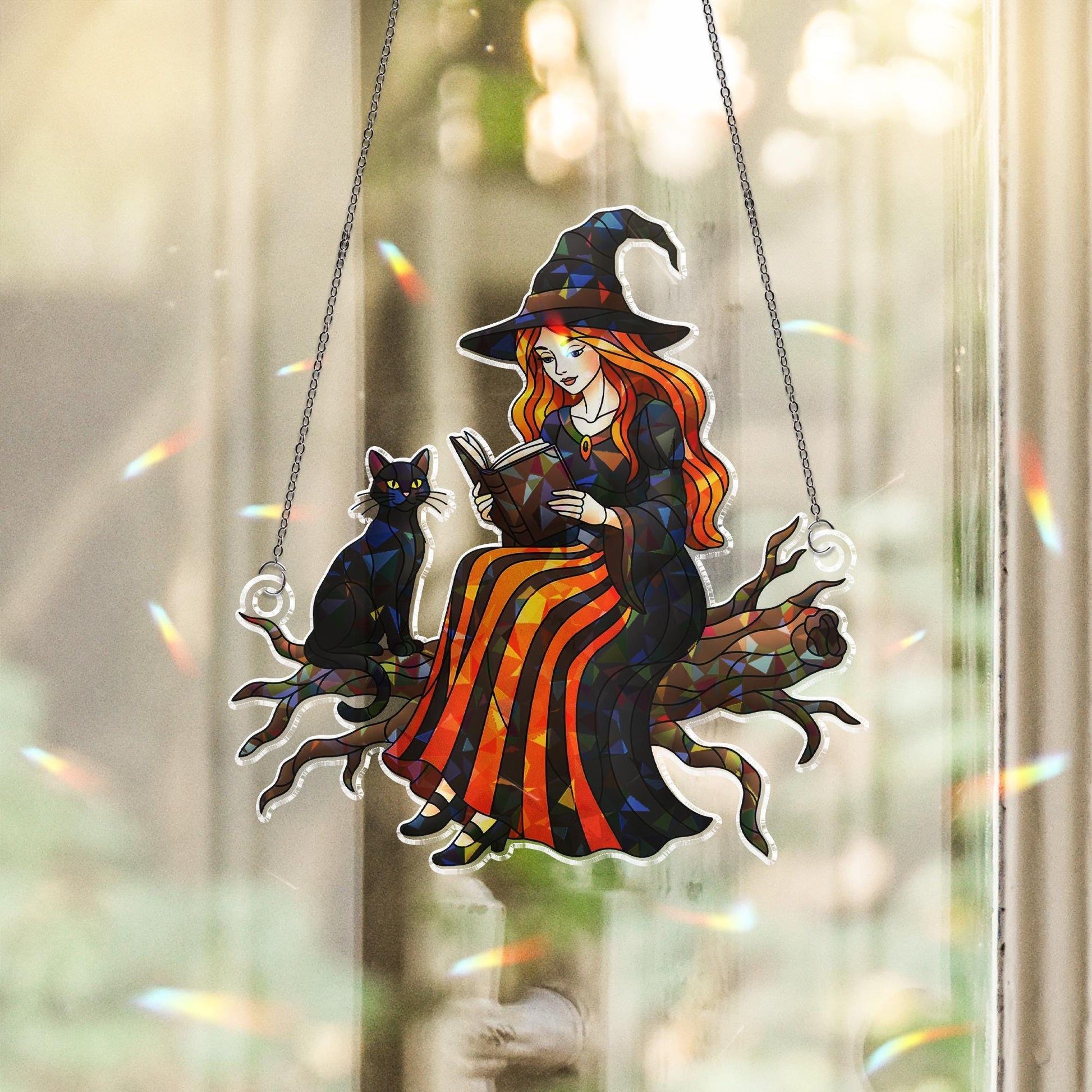 Hologram Witch Window Hanging: Black Cat Acrylic Sun Catcher