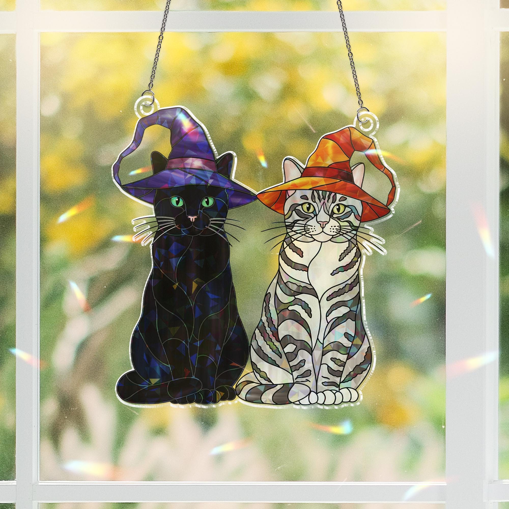 Halloween Cat Hologram Window Hanging : Acrylic Spooky Hologram Sun Catcher