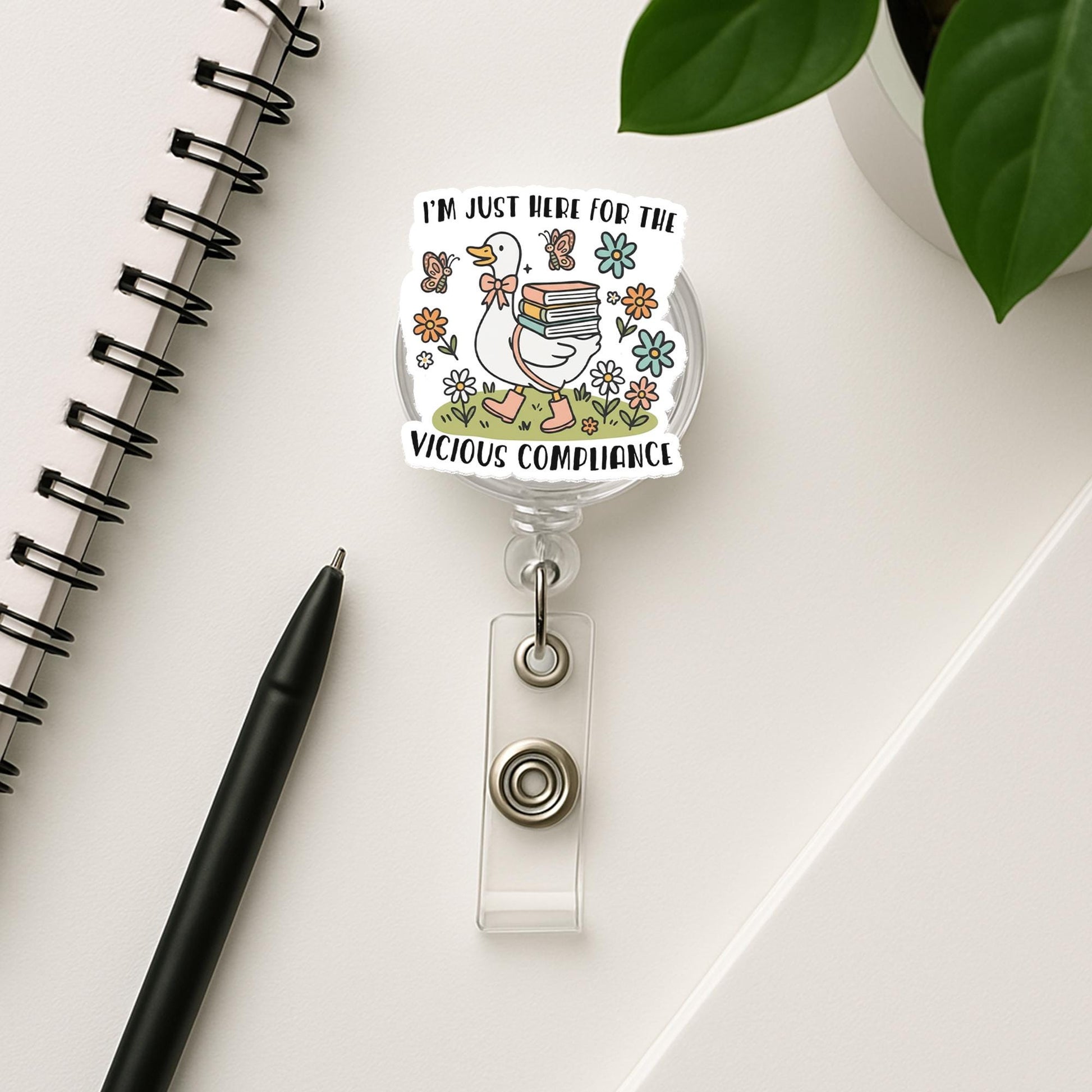 Funny Goose Badge Reel: Vicious Compliance ID Holder