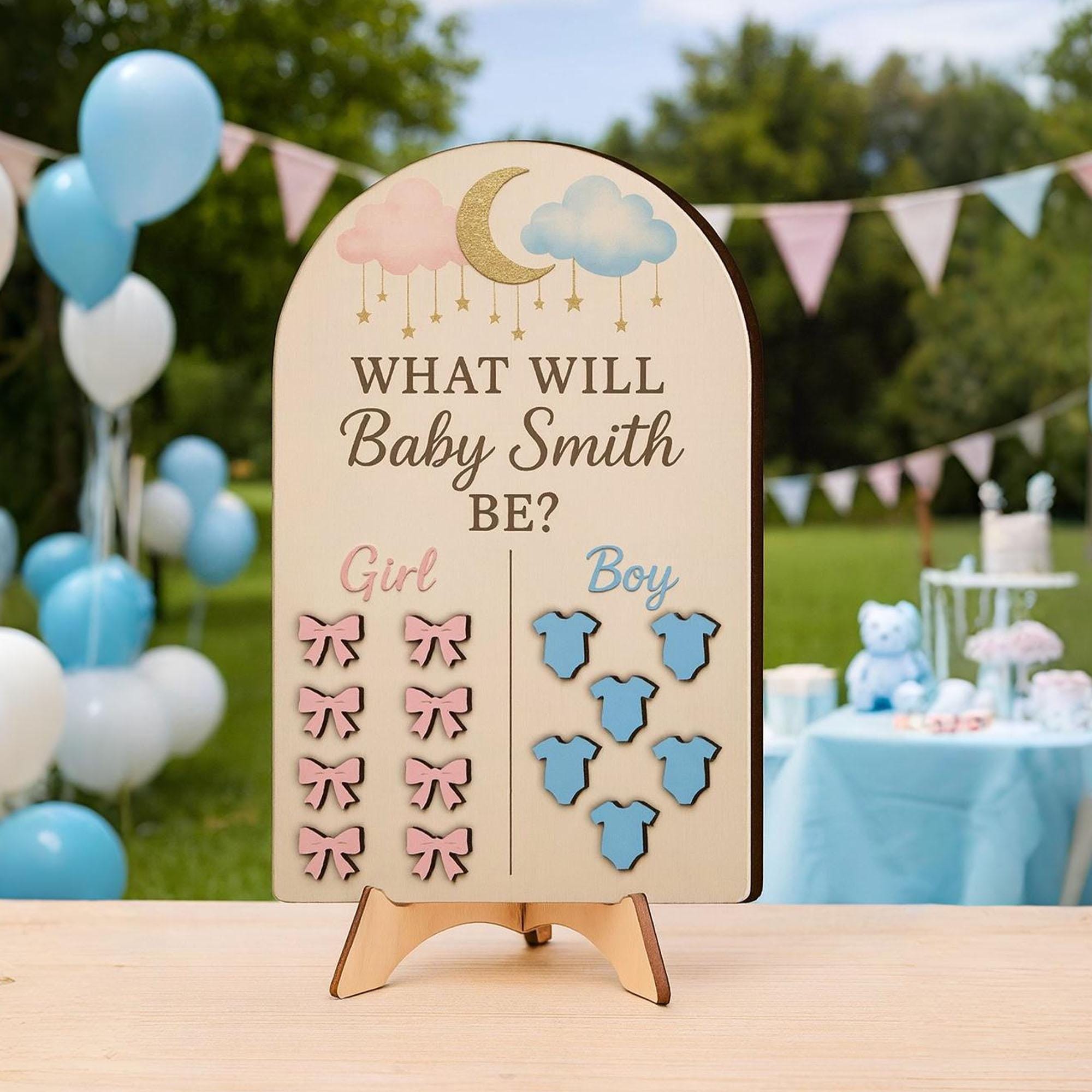 Personalized Gender Reveal Guessing Game Board: Keepsake Party Decoration