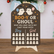 Halloween Gender Reveal Game Board: Personalized Boo or Ghoul Baby Shower Voting Sign