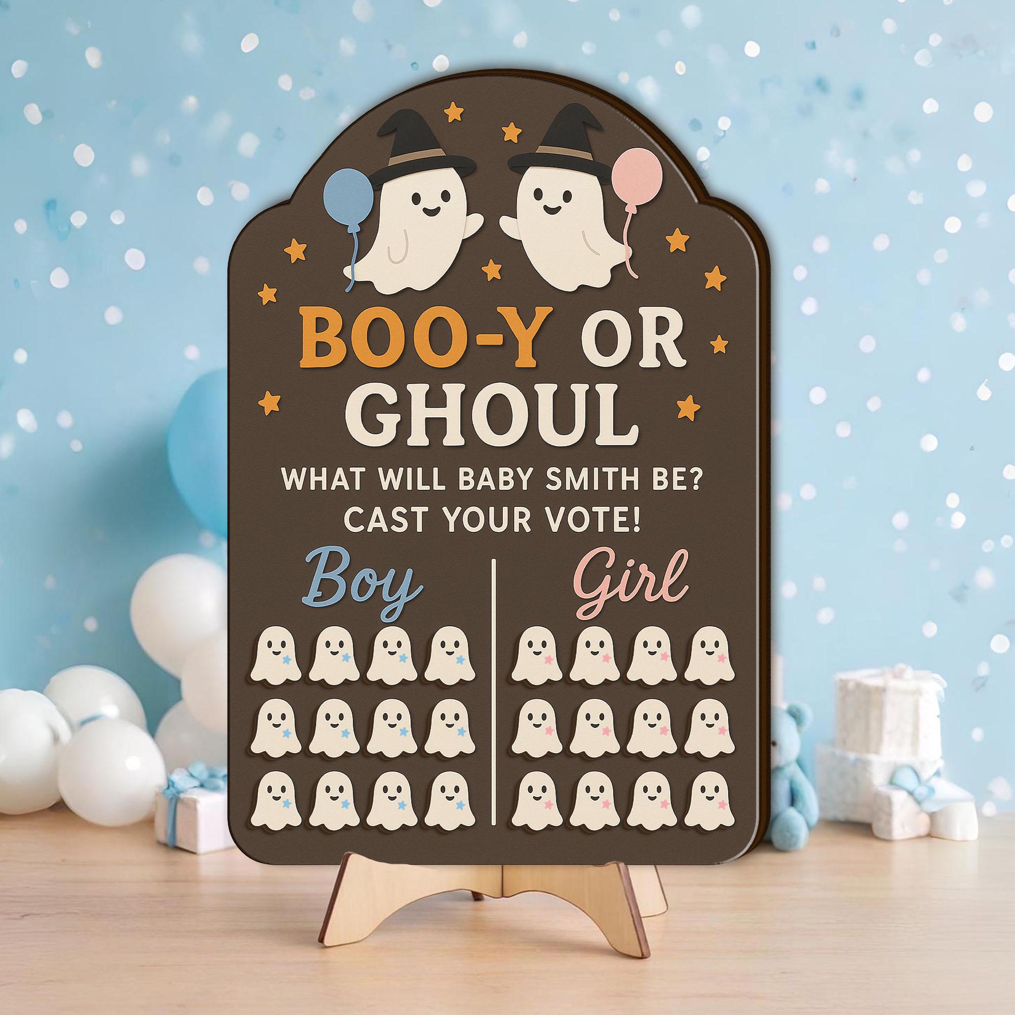 Halloween Gender Reveal Game Board: Personalized Boo or Ghoul Baby Shower Voting Sign