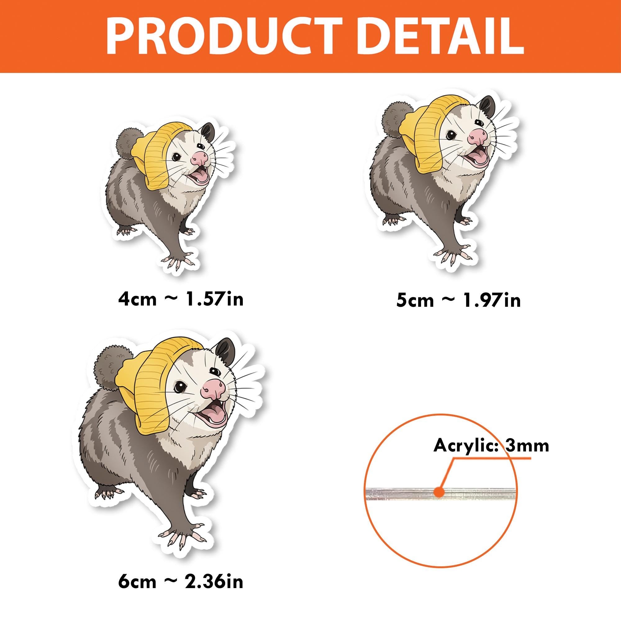 Cute Possum Badge Reel, Funny Opossum ID Holder, Animal Retractable Name Tag Clip, Quirky Work Accessory for Nurses & Teachers