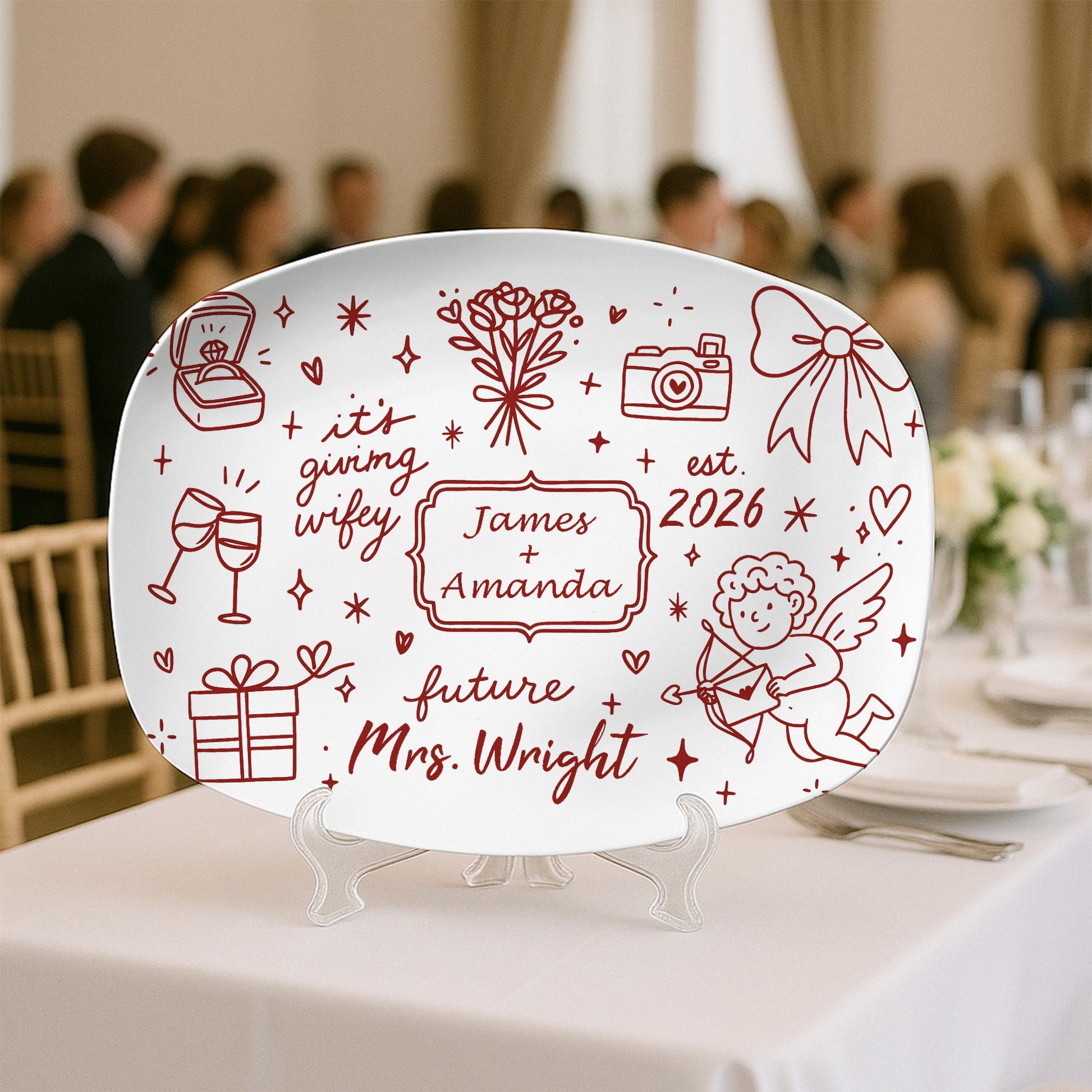 Custom Wedding Platter: Personalized Engagement Gift, Decorative Resin Plate