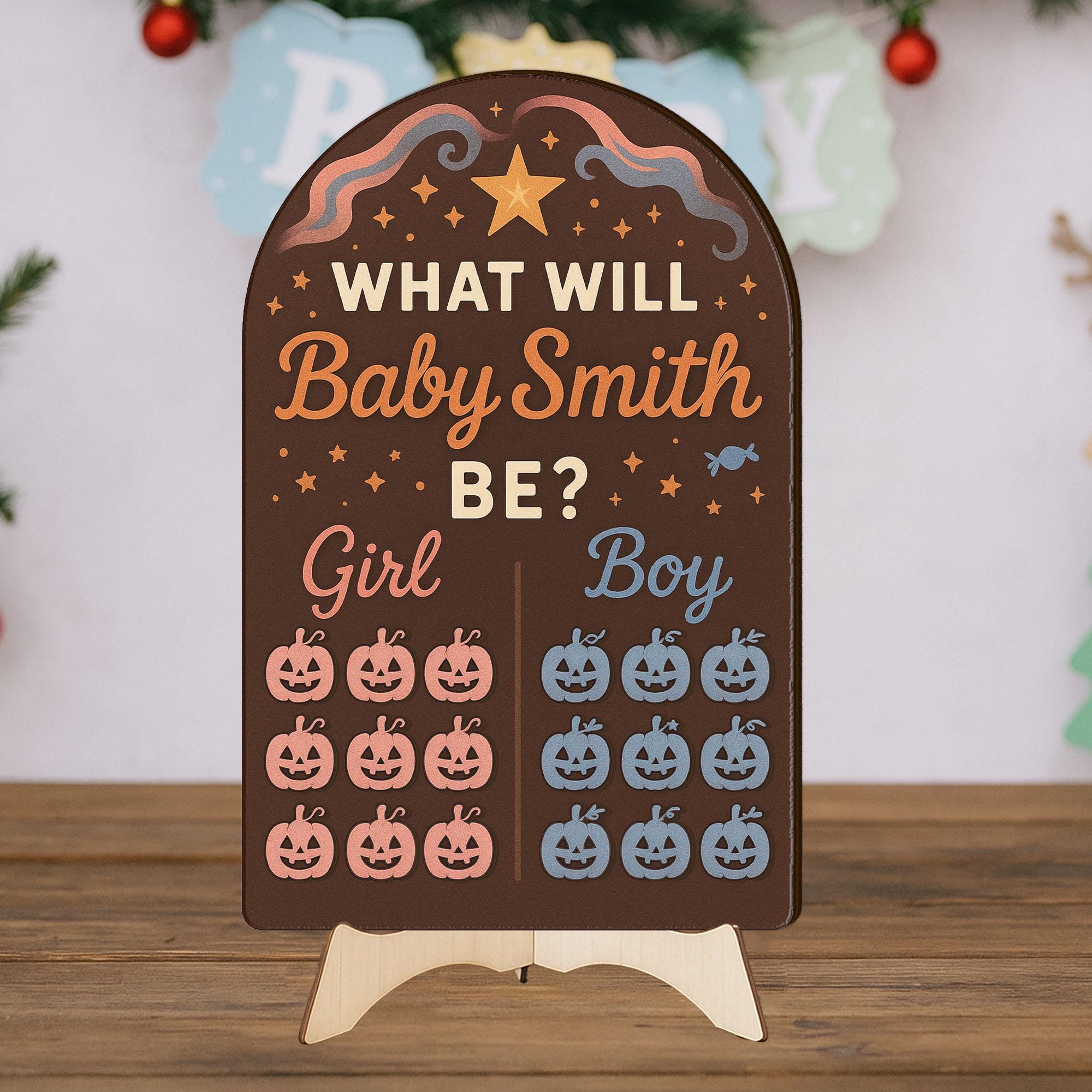 Halloween Gender Reveal Game Board: Personalized Baby Shower Guessing Board