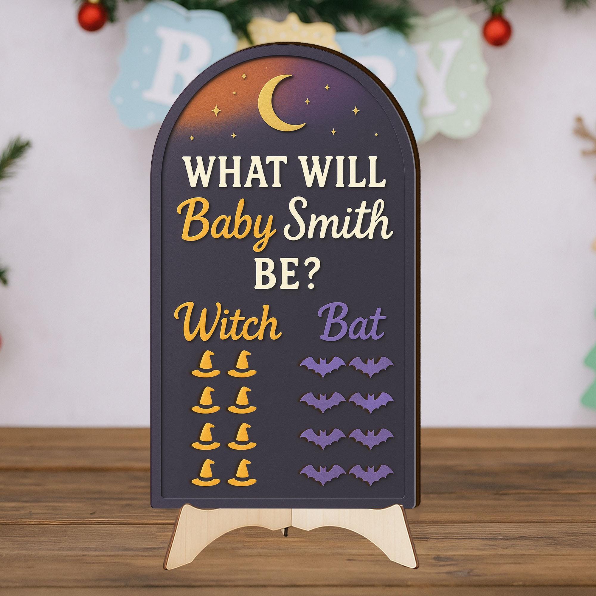 Halloween Gender Reveal Game Board: Personalized Spooky Baby Prediction Game Decor