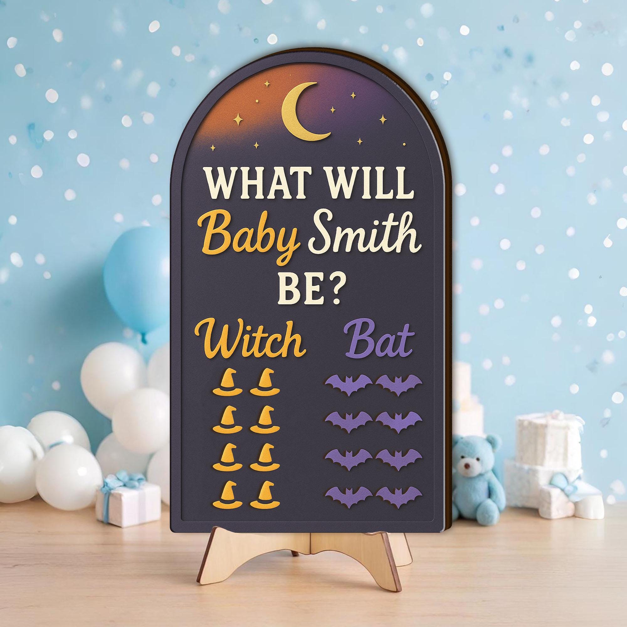 Halloween Gender Reveal Game Board: Personalized Spooky Baby Prediction Game Decor
