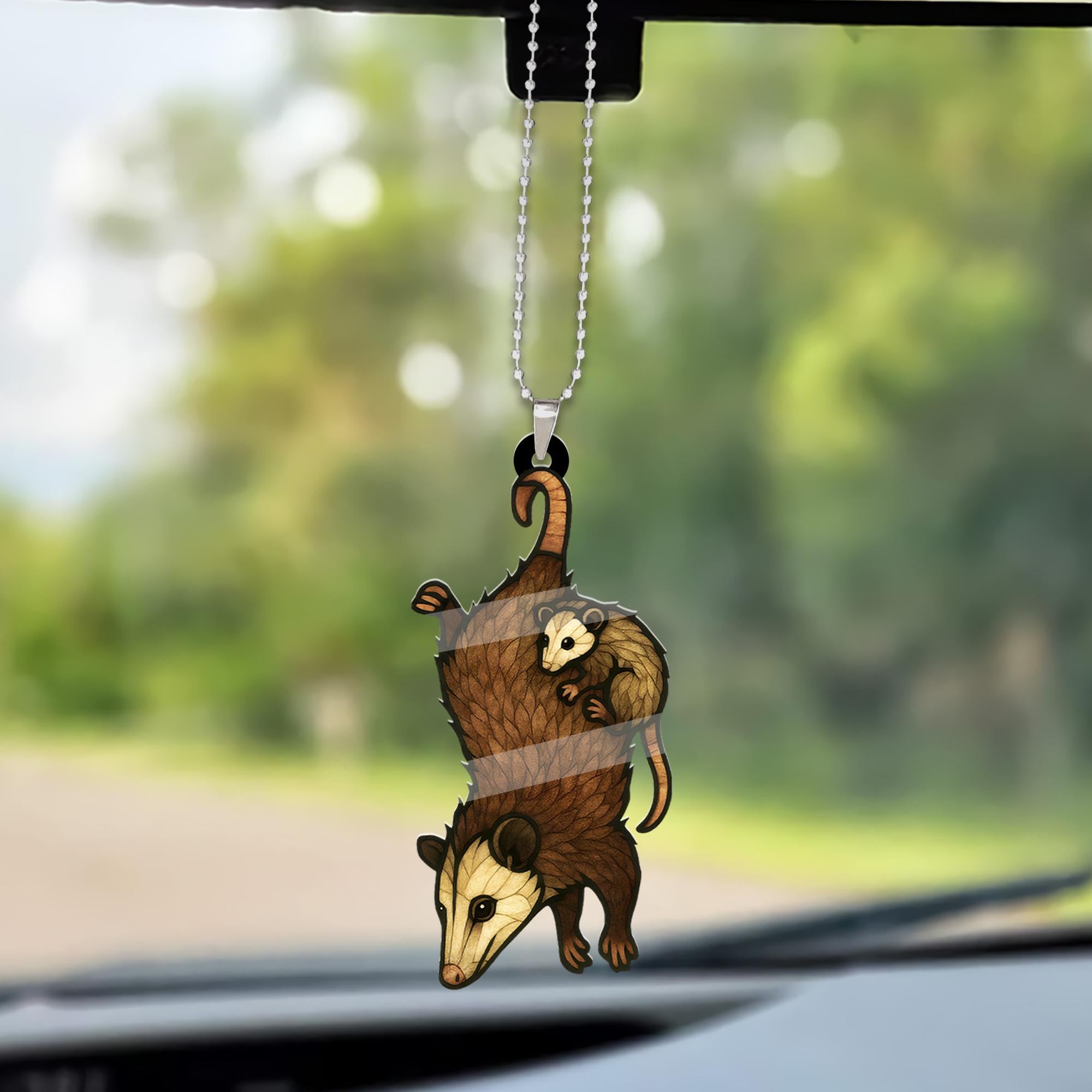 Upside Down Possum Mom Car Ornament • Funny Opossum Hanging Decoration