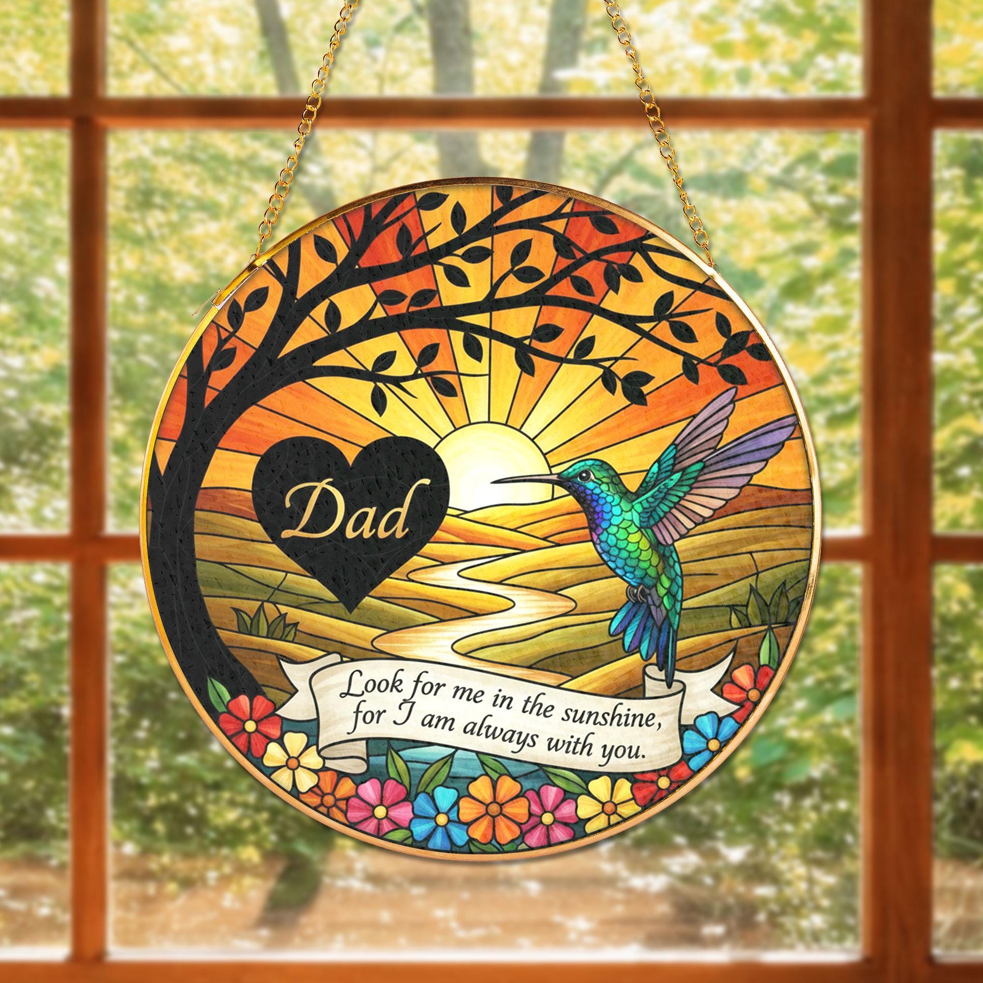 Memorial Suncatcher for Love Ones | Hummingbird Glass Window Hanging