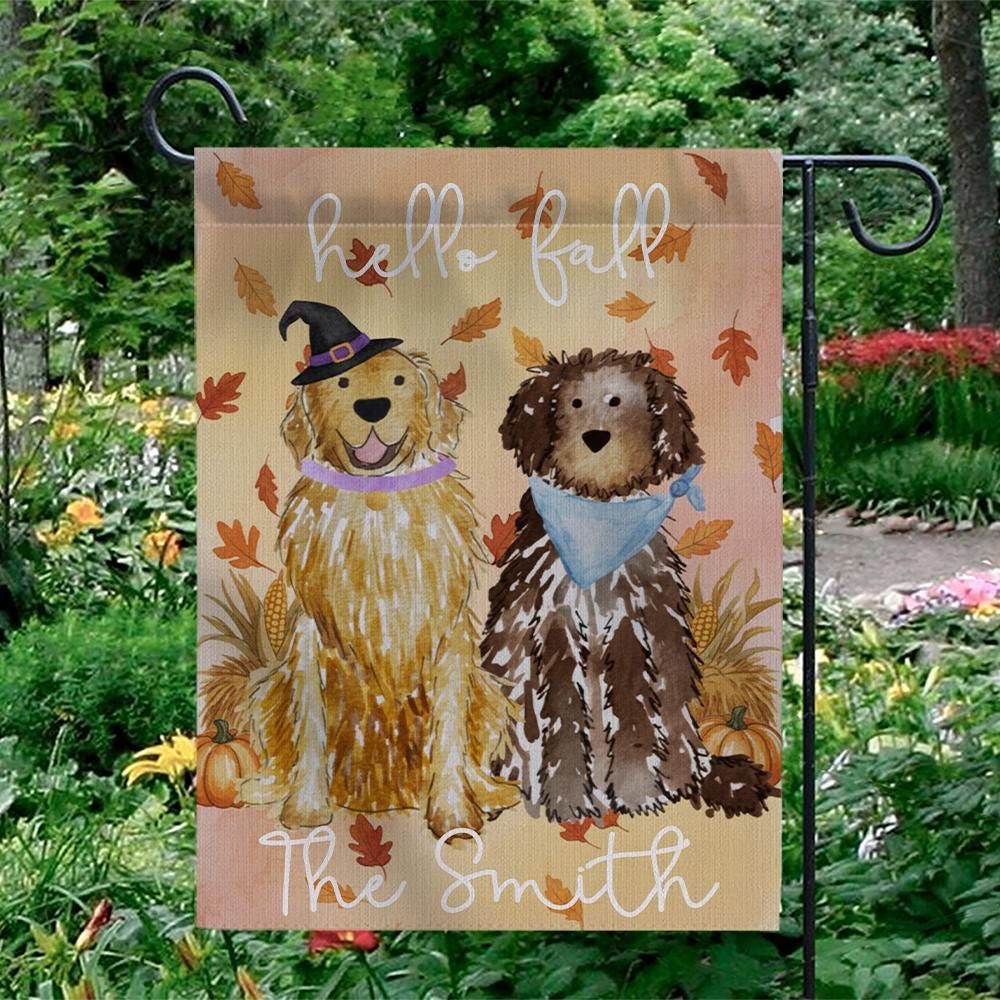Personalized Fall Dog Garden Flag: Custom Pet Name, Autumn Decor