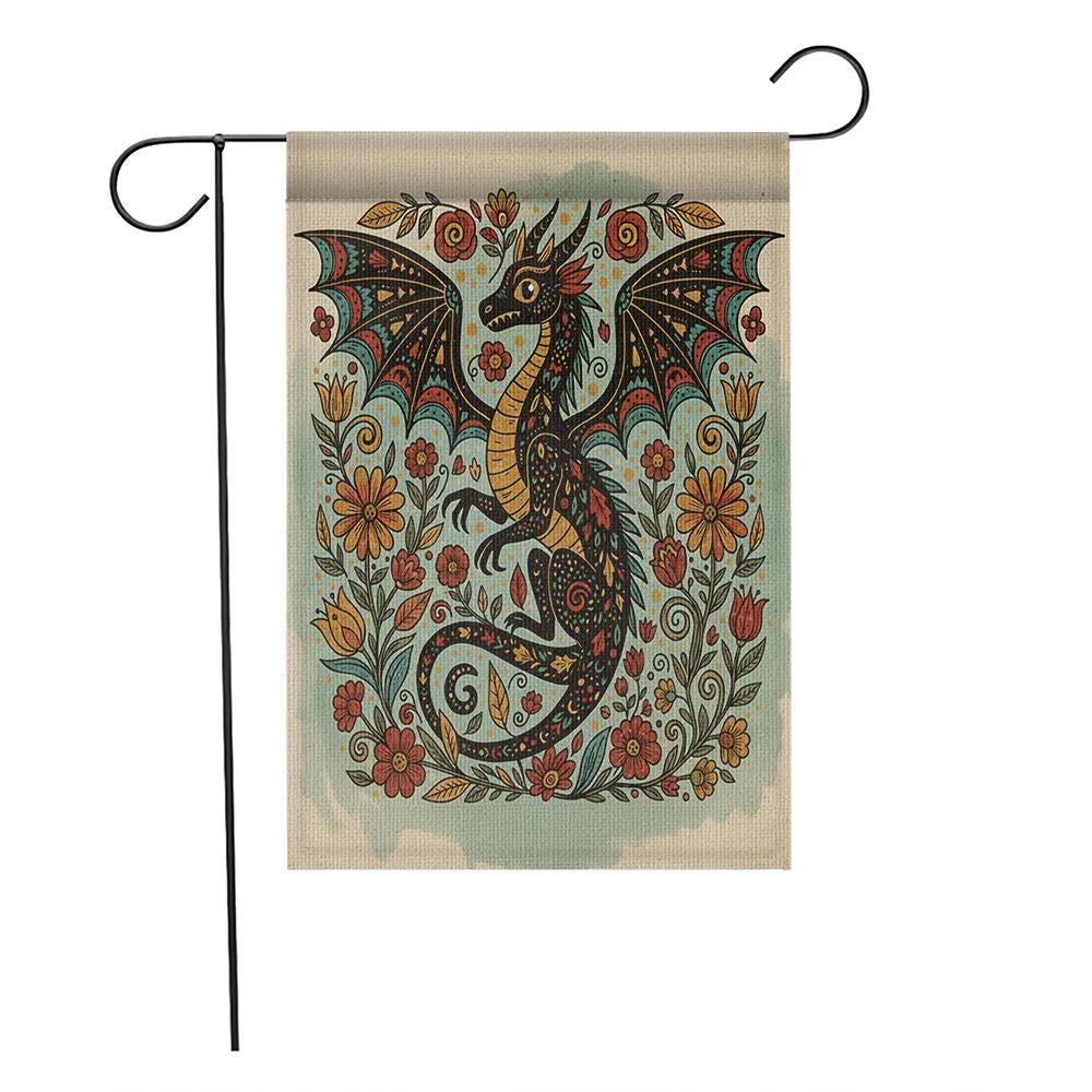 Gothic Dragon Garden Flag: Fantasy Yard Decor, Weather-Resistant Polyester