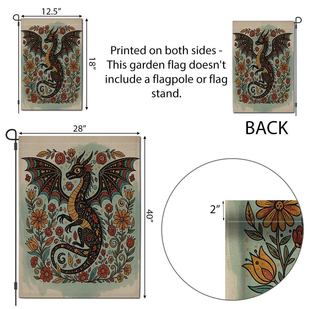 Gothic Dragon Garden Flag: Fantasy Yard Decor, Weather-Resistant Polyester