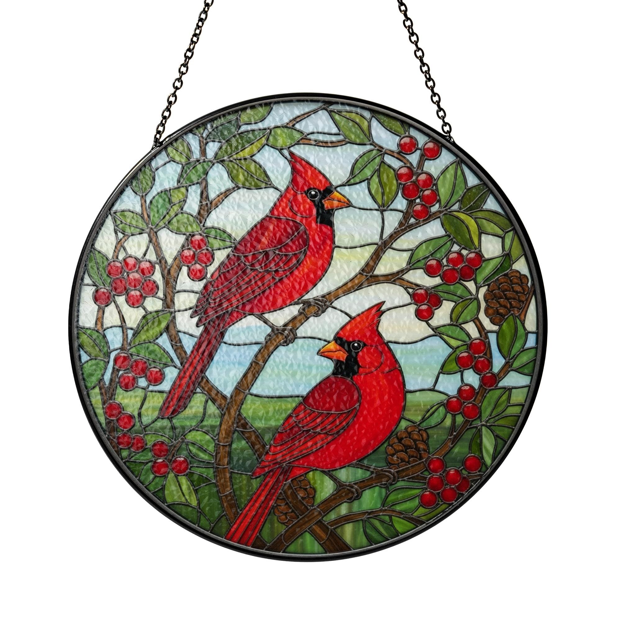 Cardinal Glass Suncatcher: Red Bird Window Ornament, Memorial Gift
