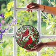 Cardinal Glass Suncatcher: Red Bird Window Ornament, Memorial Gift