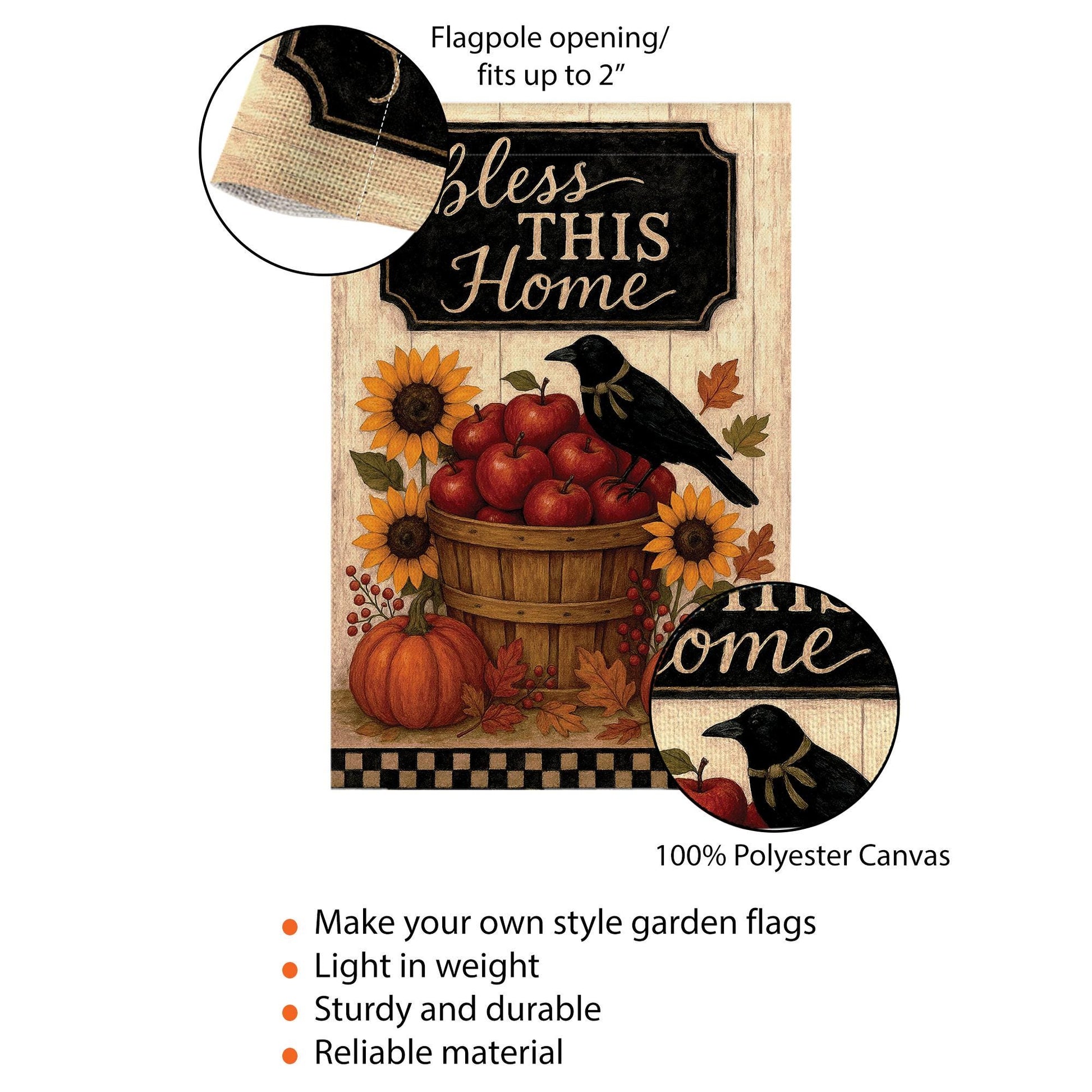 Bless This Home Garden Flag: Autumn Harvest Yard Decor