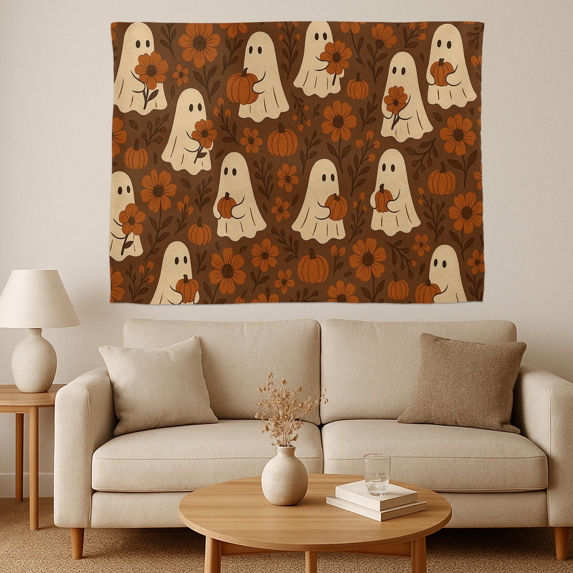 Halloween Ghost Tapestry: Spooky Pumpkin Gothic Wall Hanging