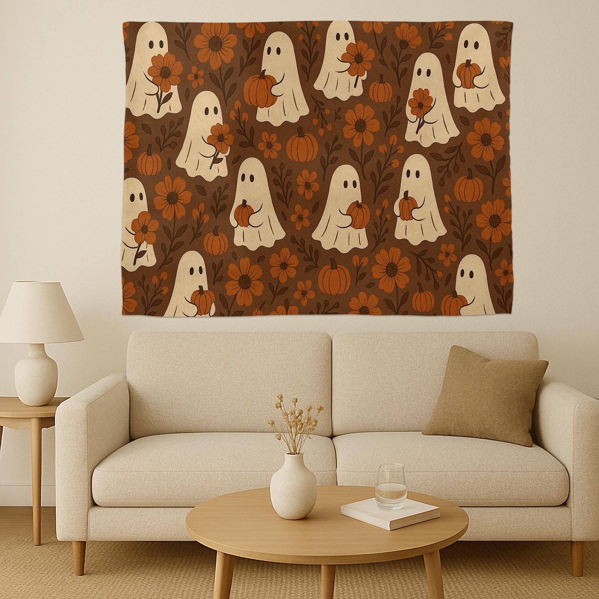 Halloween Ghost Tapestry: Spooky Pumpkin Gothic Wall Hanging