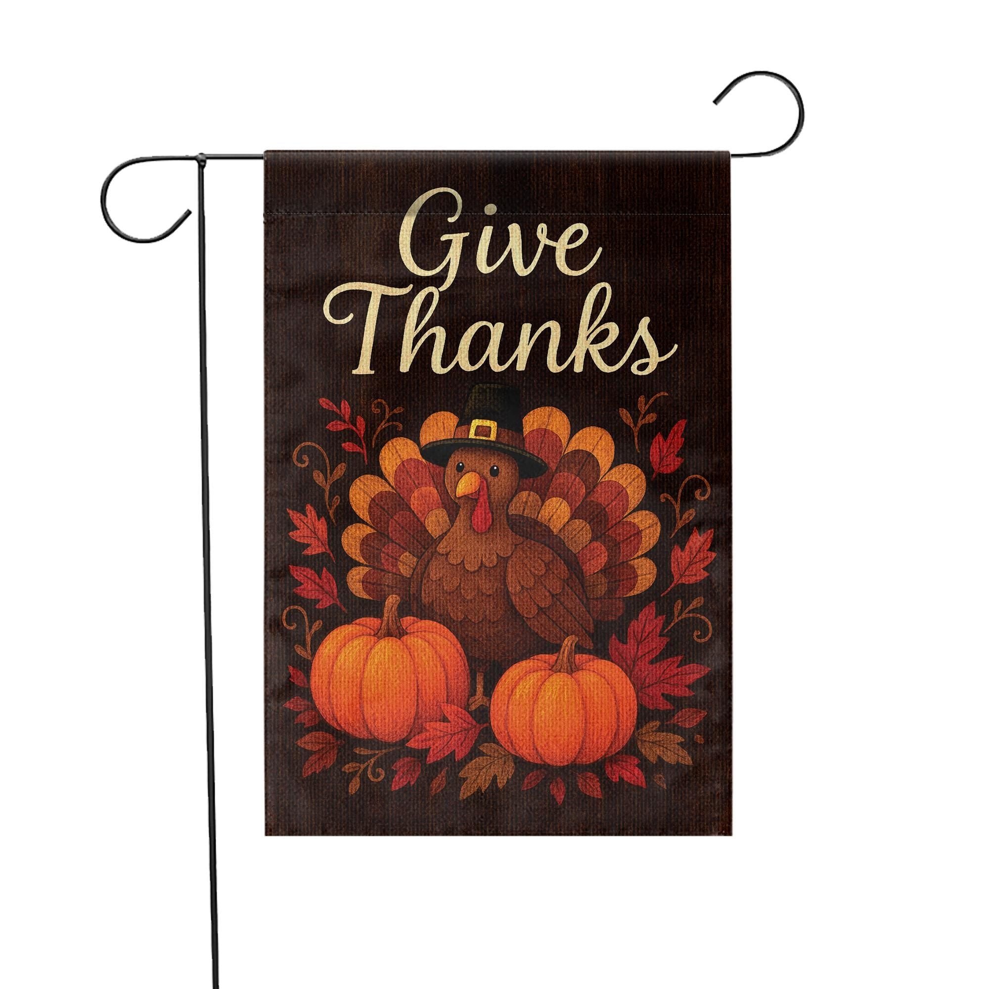 Give Thanks Garden Flag: Thanksgiving Turkey Pumpkins Yard Decor