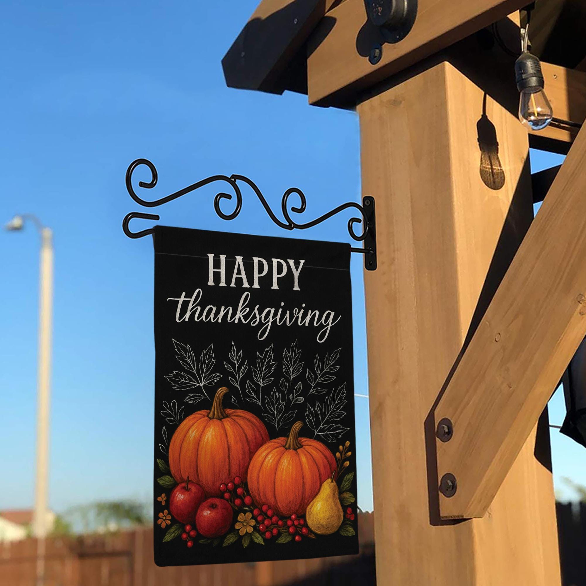 Happy Thanksgiving Garden Flag: Pumpkin Harvest Yard Decor