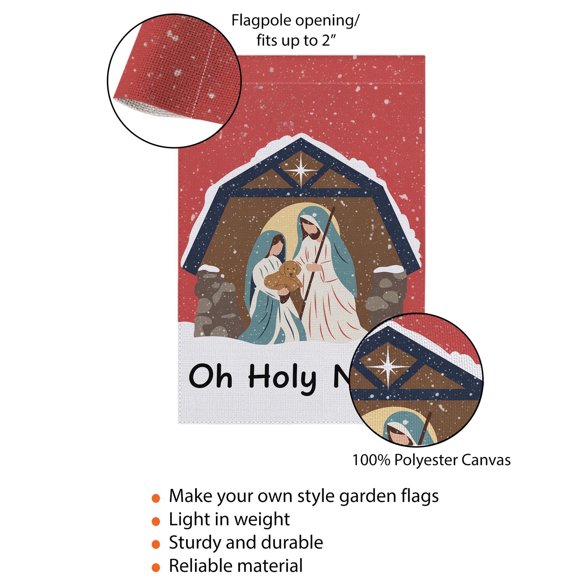 Nativity Scene Garden Flag – Oh Holy Night Christmas Outdoor Decoration