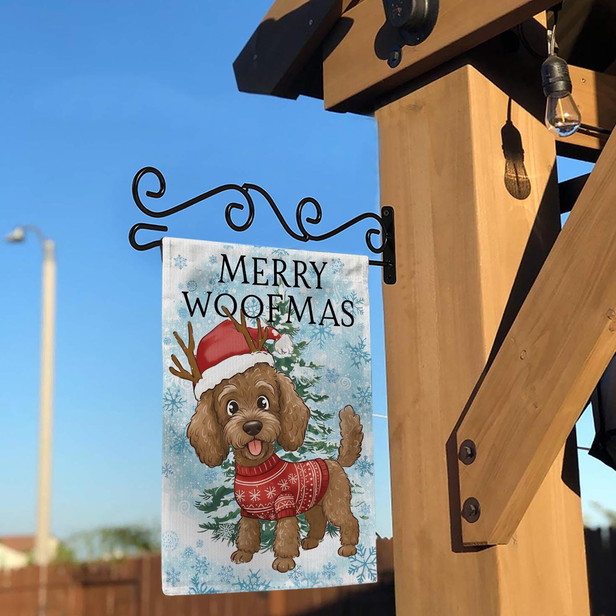 Dog Christmas Garden Flag – Merry Woofmas Outdoor Yard Banner, Holiday Pet Decoration