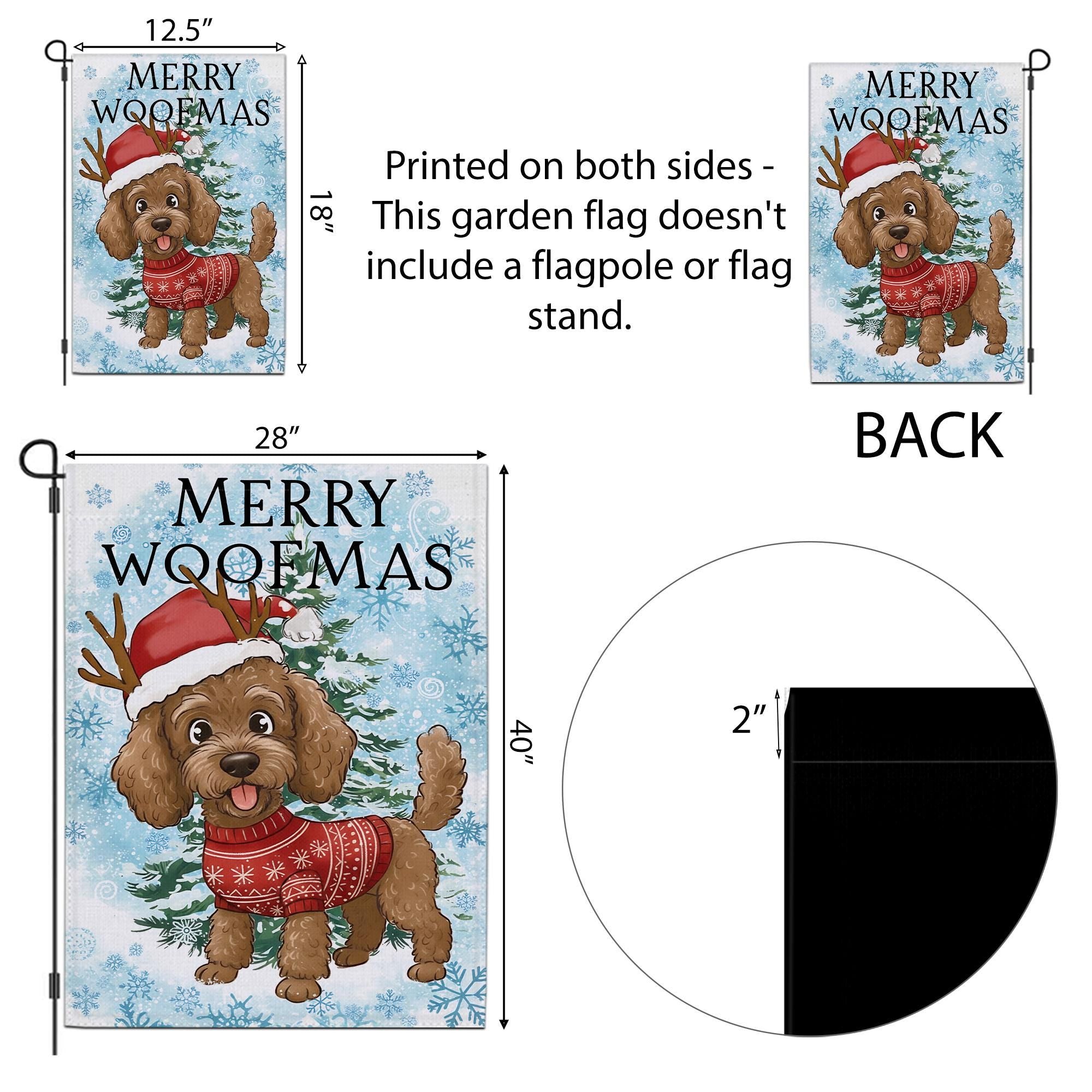 Dog Christmas Garden Flag – Merry Woofmas Outdoor Yard Banner, Holiday Pet Decoration