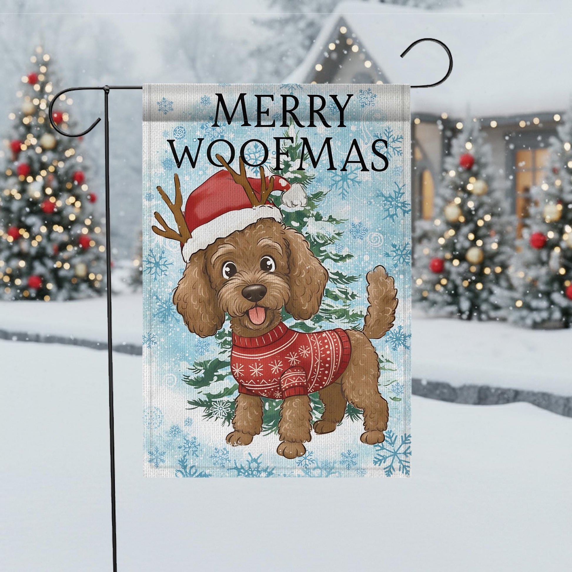 Dog Christmas Garden Flag – Merry Woofmas Outdoor Yard Banner, Holiday Pet Decoration