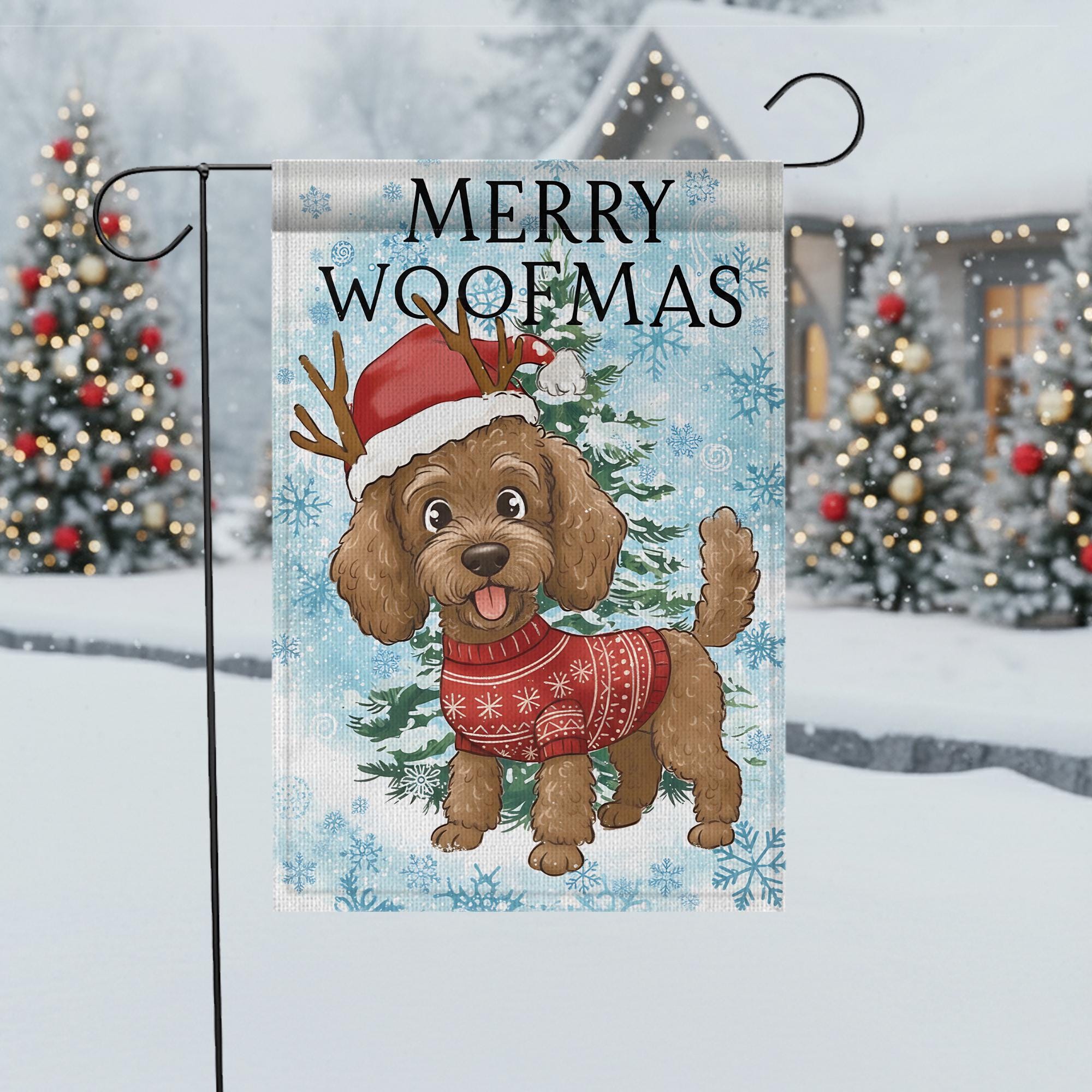 Dog Christmas Garden Flag – Merry Woofmas Outdoor Yard Banner, Holiday Pet Decoration