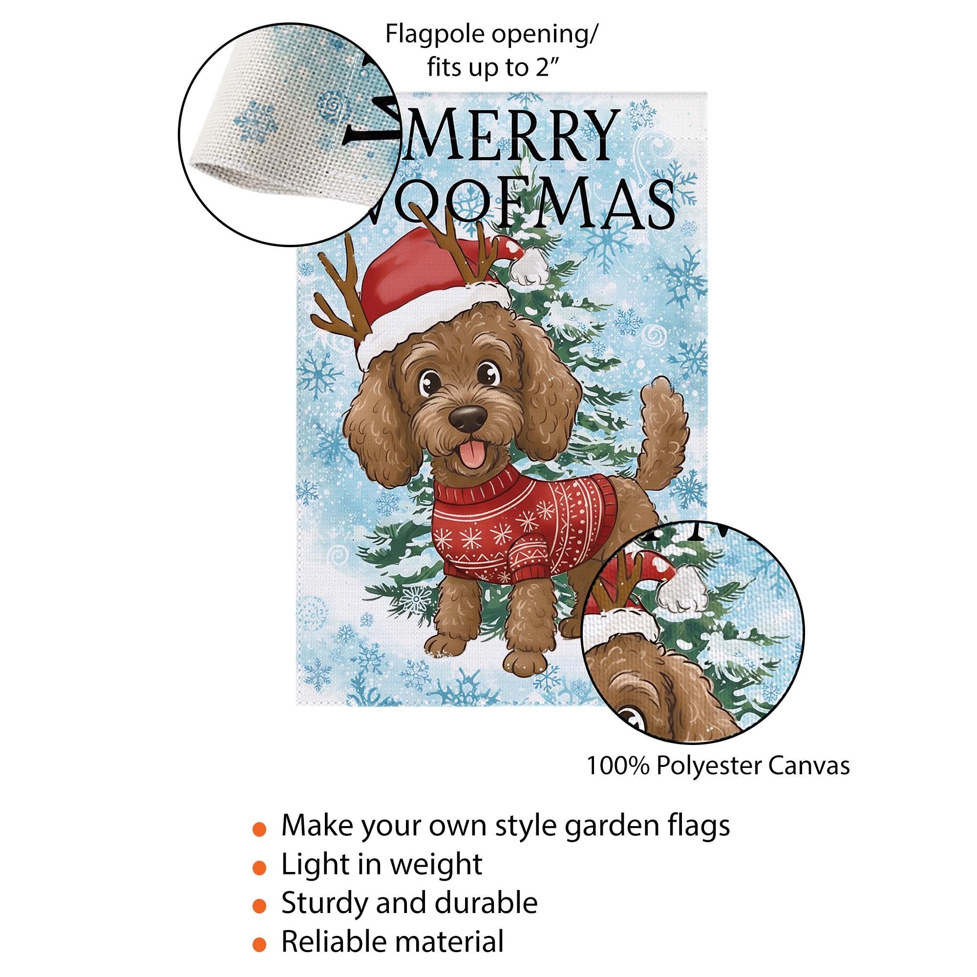 Dog Christmas Garden Flag – Merry Woofmas Outdoor Yard Banner, Holiday Pet Decoration