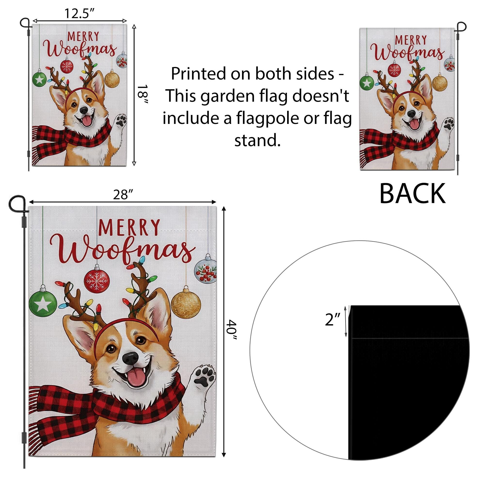 Corgi Christmas Garden Flag – Merry Woofmas Outdoor Yard Banner, Holiday Dog Decoration