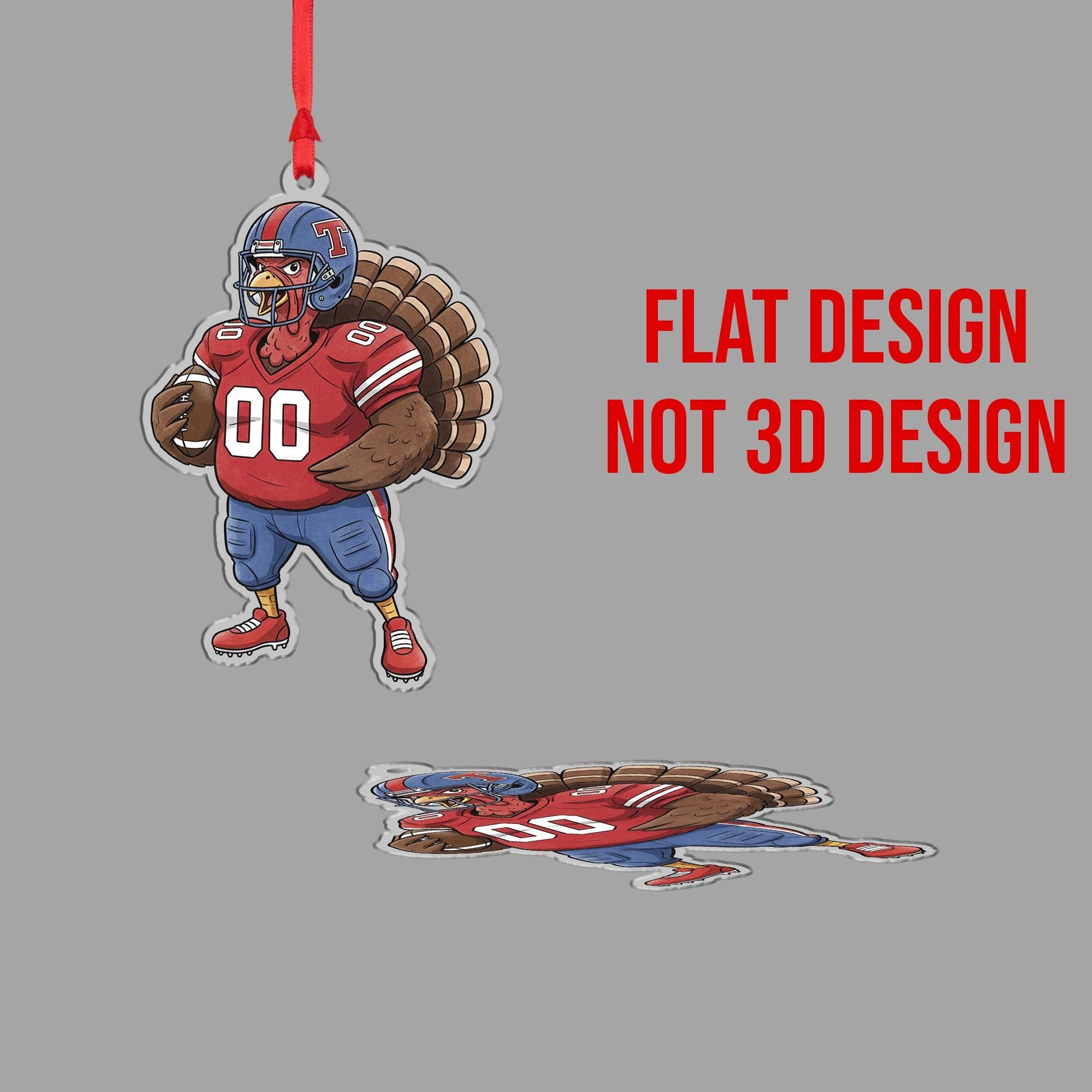 Personalized Turkey Football Christmas Ornament – Acrylic Hanging Decoration with Helmet and Jersey Design