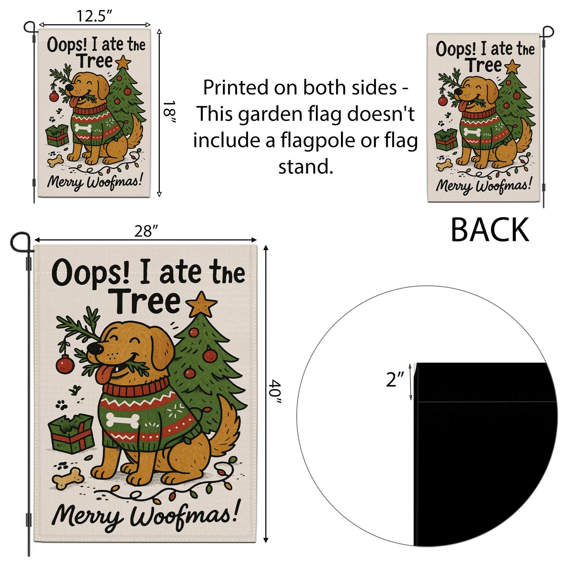 Golden Retriever Christmas Garden Flag: Funny Holiday Yard Banner