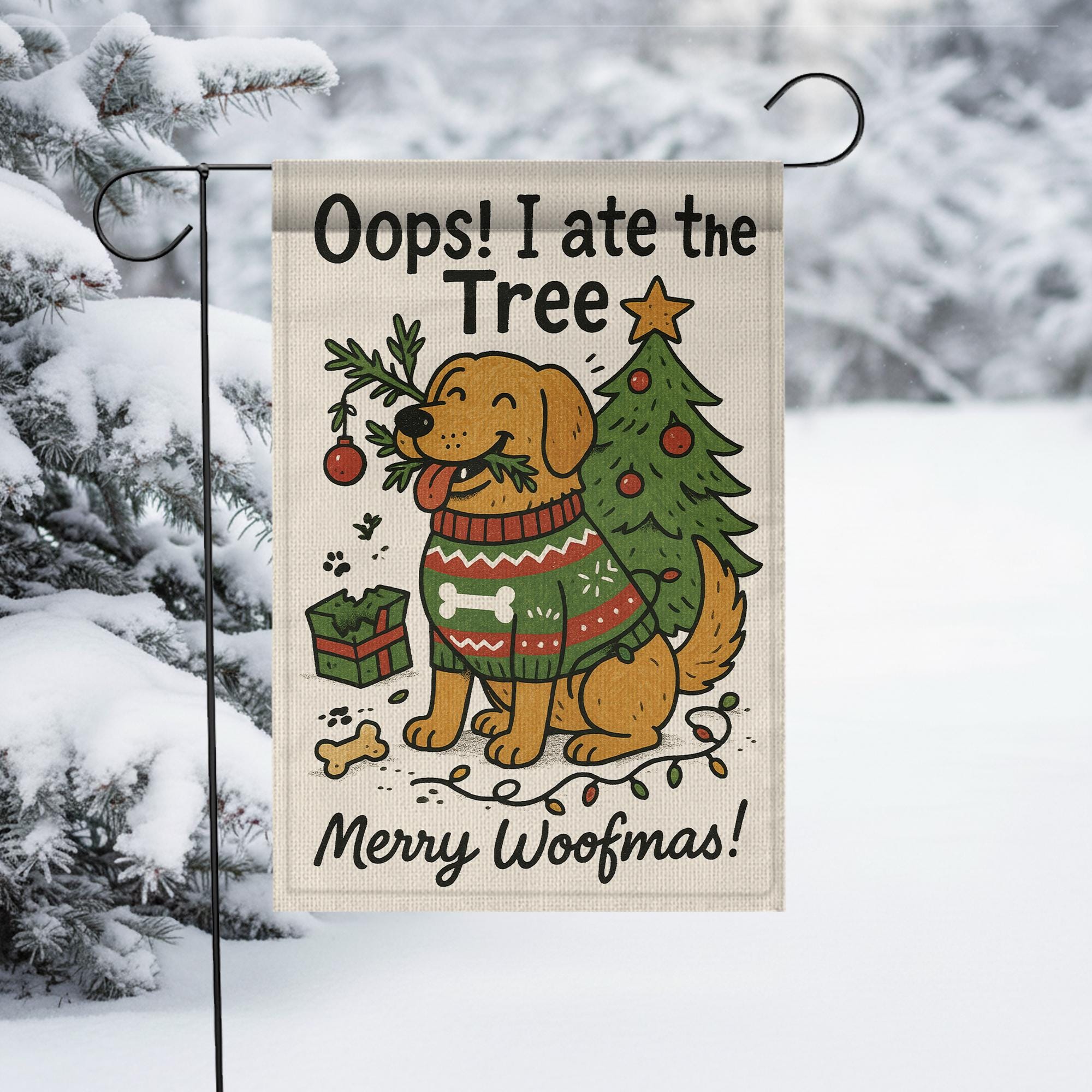 Golden Retriever Christmas Garden Flag: Funny Holiday Yard Banner