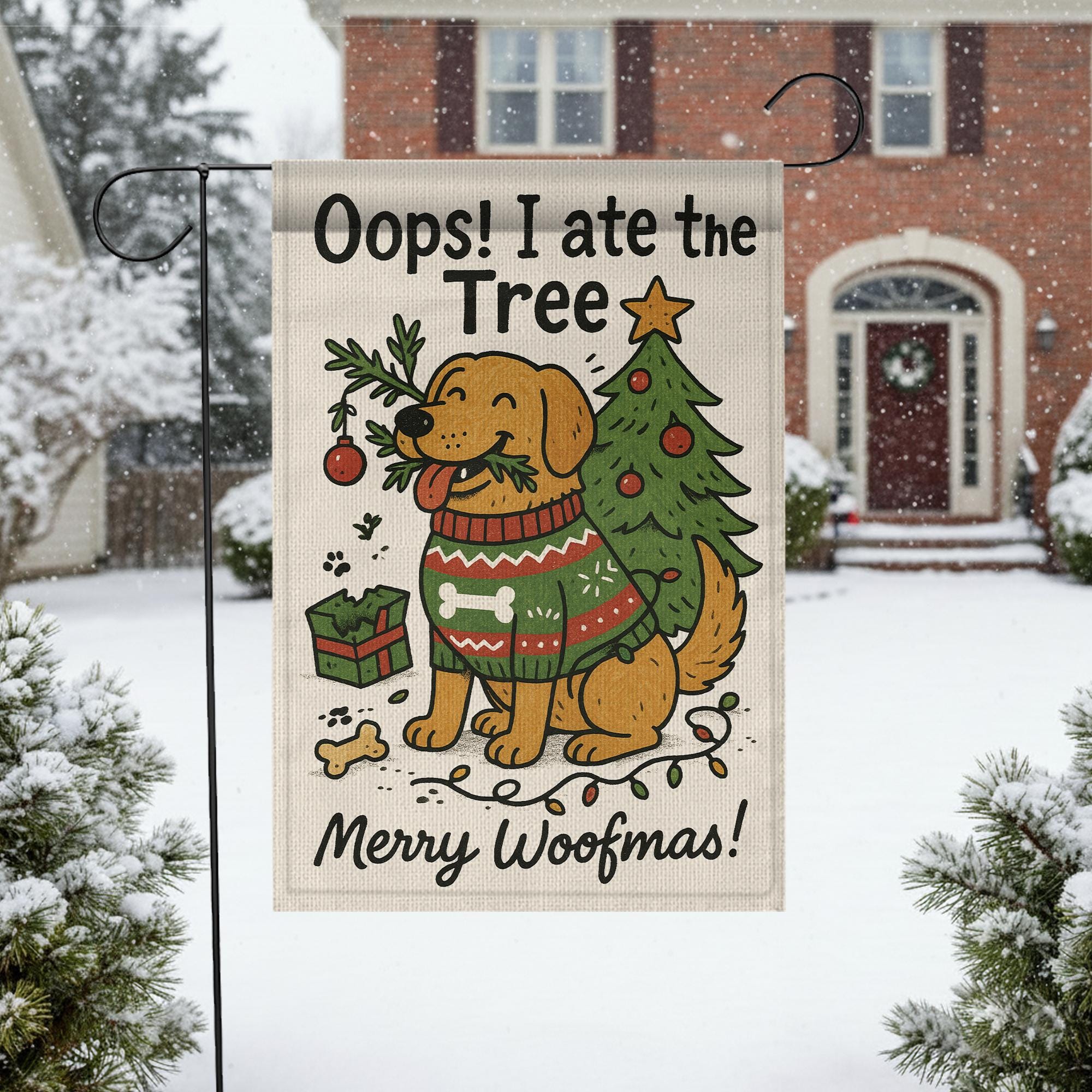 Golden Retriever Christmas Garden Flag: Funny Holiday Yard Banner