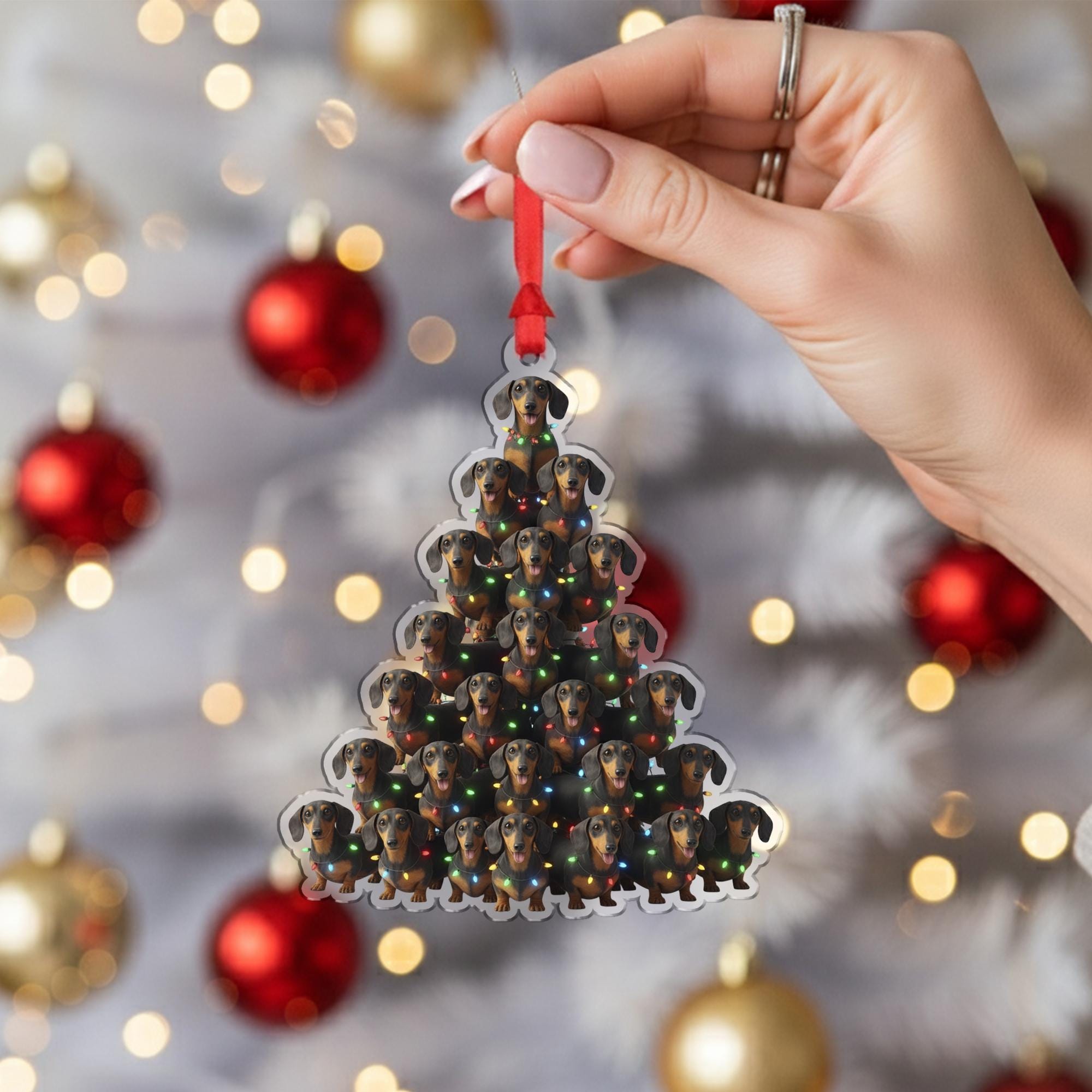 Dachshund Christmas Ornament – Dog Tree Decoration with Lights, Holiday Pet Keepsake