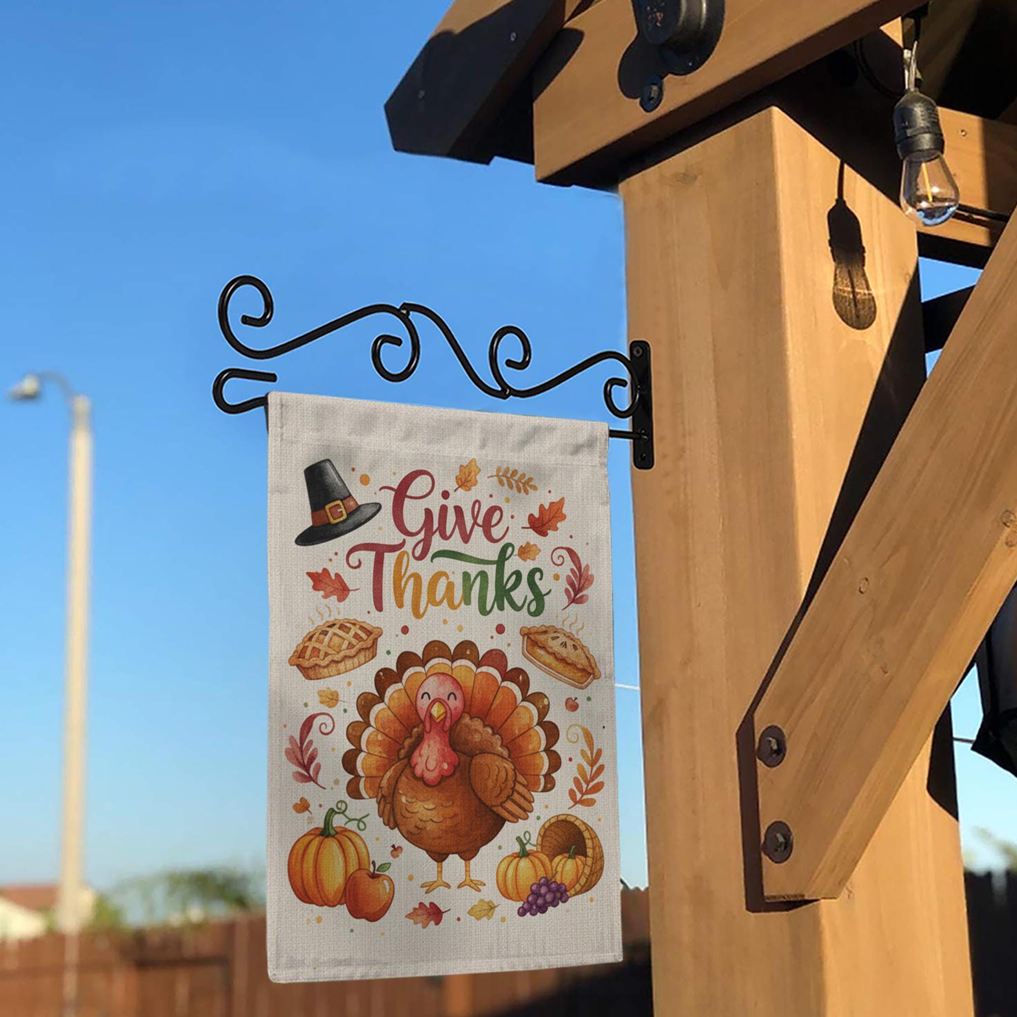 Thanksgiving Garden Flag: Outdoor Yard Decoration, Fall Turkey Pumpkin Design
