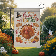 Thanksgiving Garden Flag: Outdoor Yard Decoration, Fall Turkey Pumpkin Design