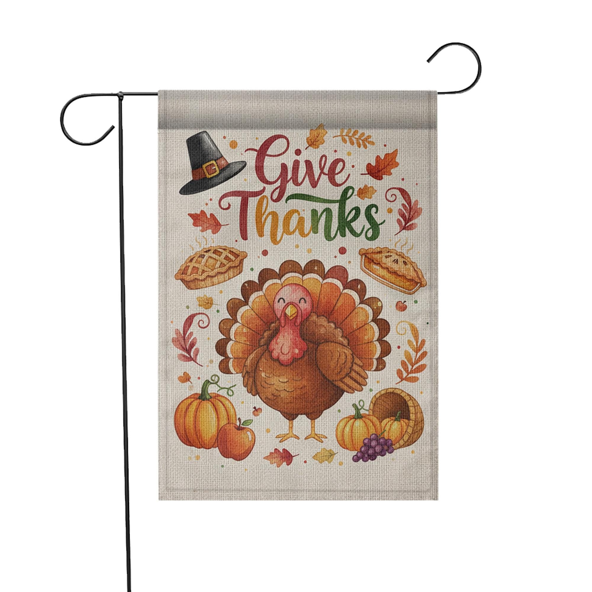 Thanksgiving Garden Flag: Outdoor Yard Decoration, Fall Turkey Pumpkin Design