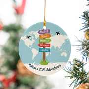Ceramic Ornament: Personalized Travel Keepsake, World Map Adventure Design
