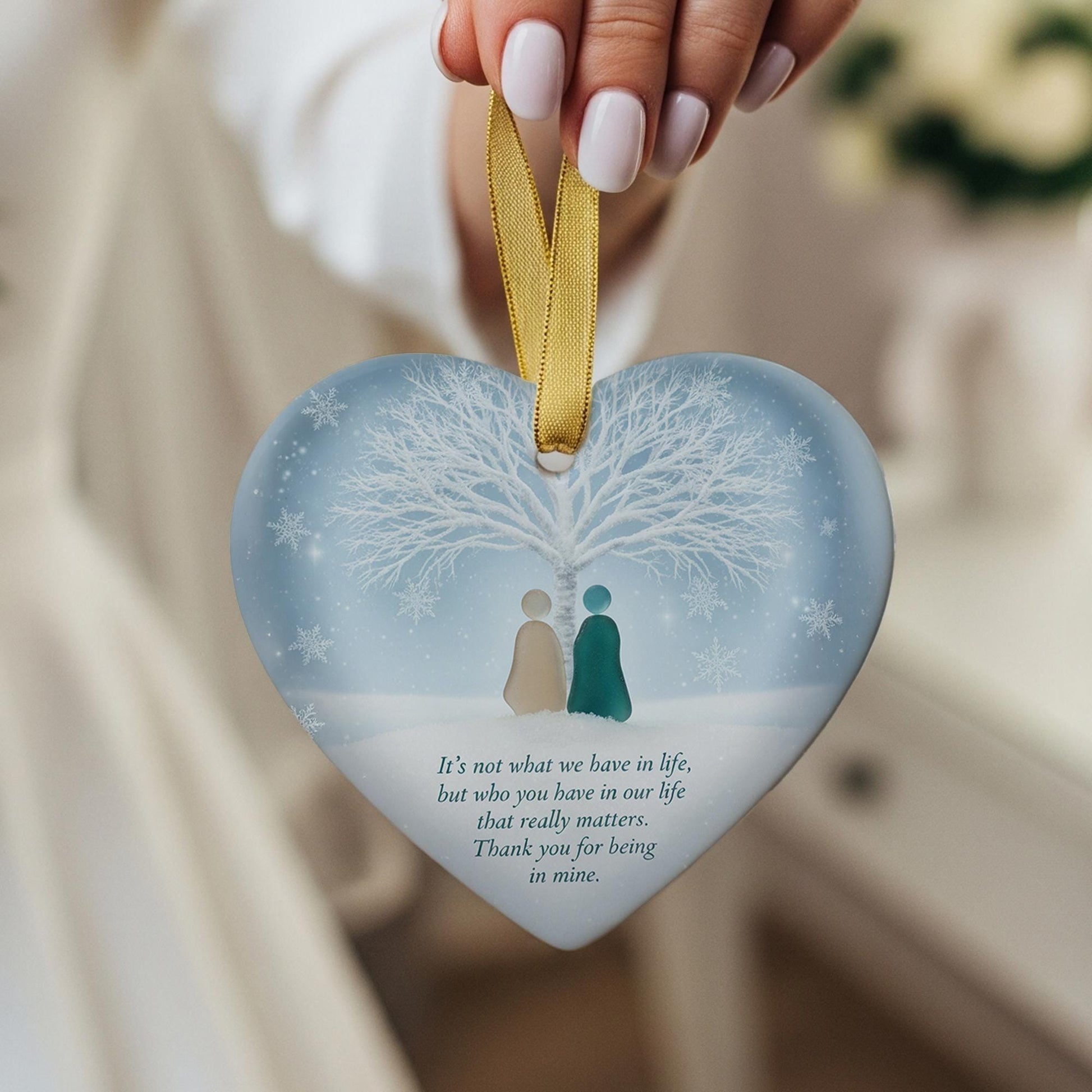 Ceramic Ornament: Best Friend Keepsake, Heart Shaped Holiday Decoration