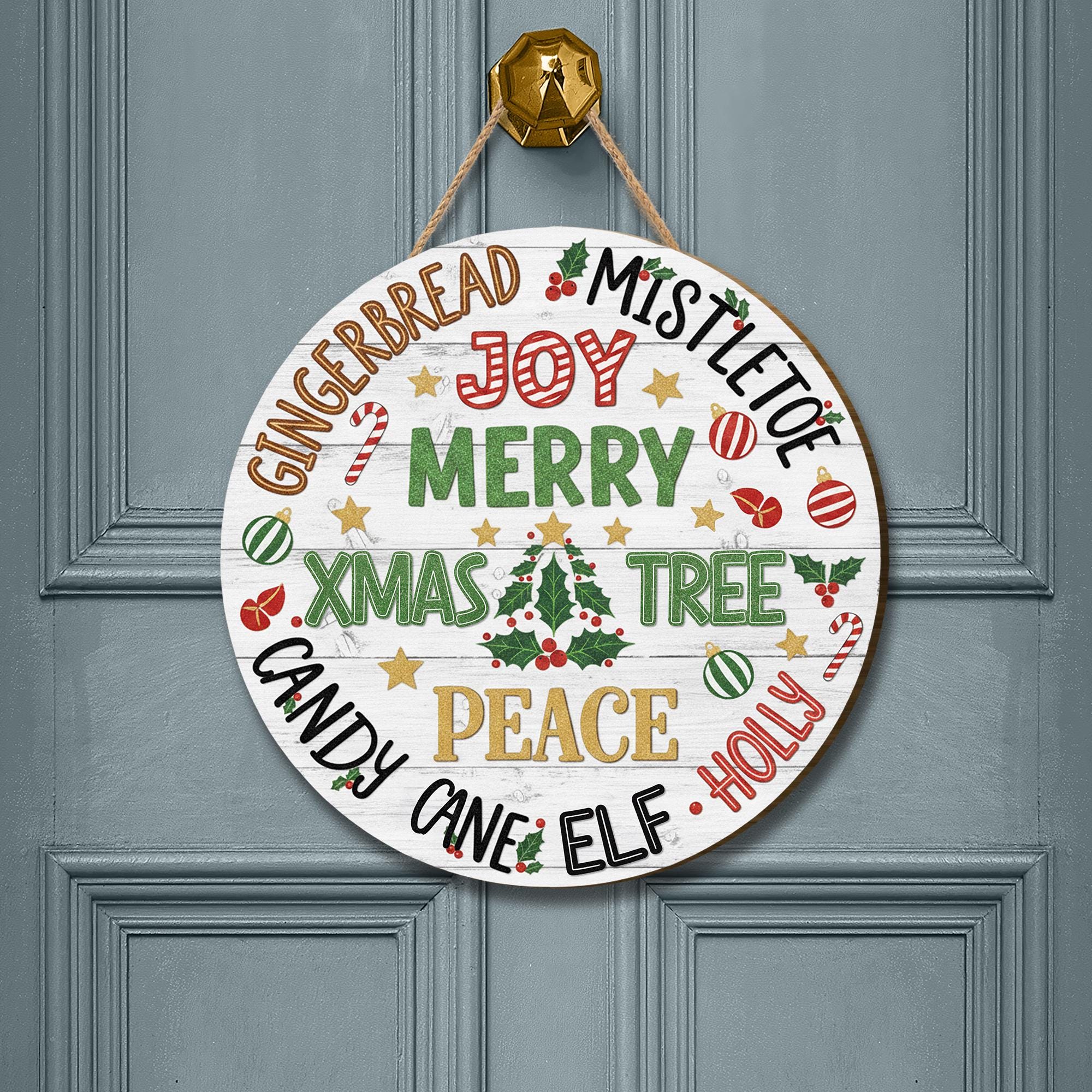 Wooden Sign: Christmas Door Decoration, Round Hanging Holiday Wall Art