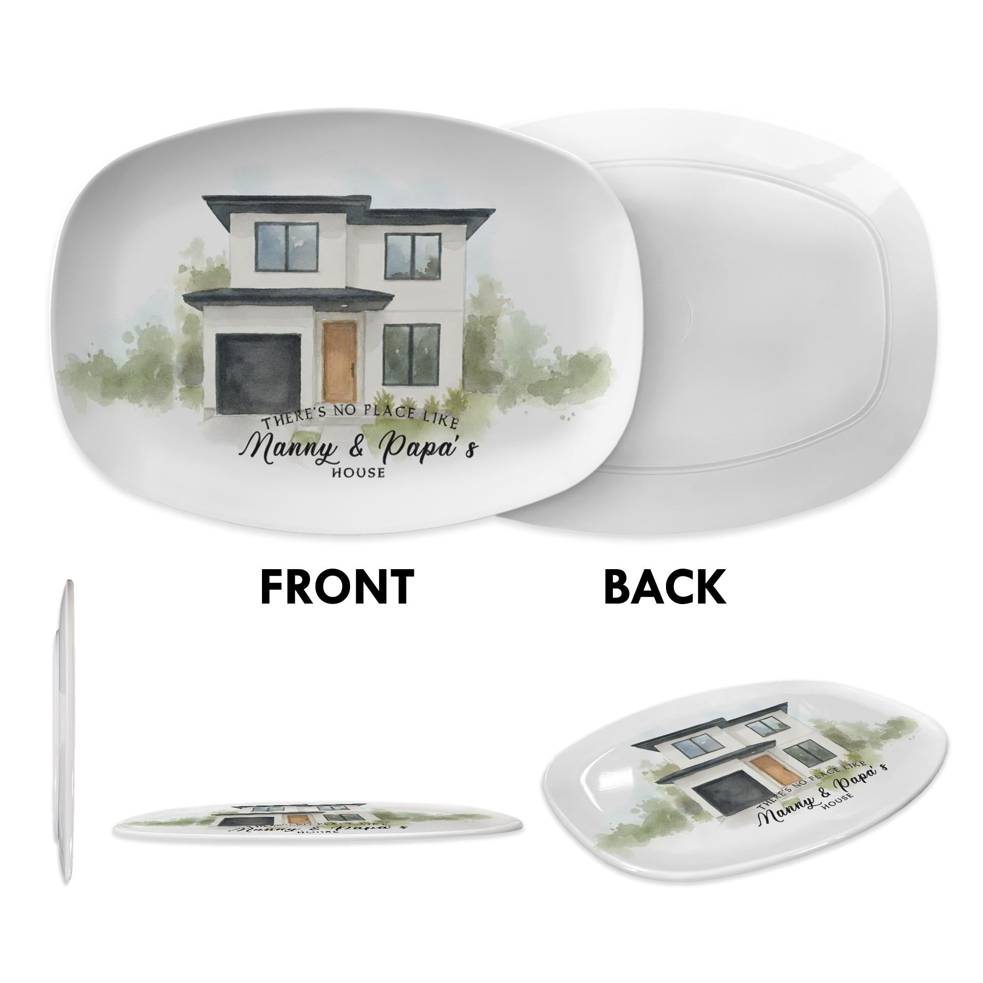 Custom House Illustration Platter – Personalized Family Home Gift for Nanny & Papa