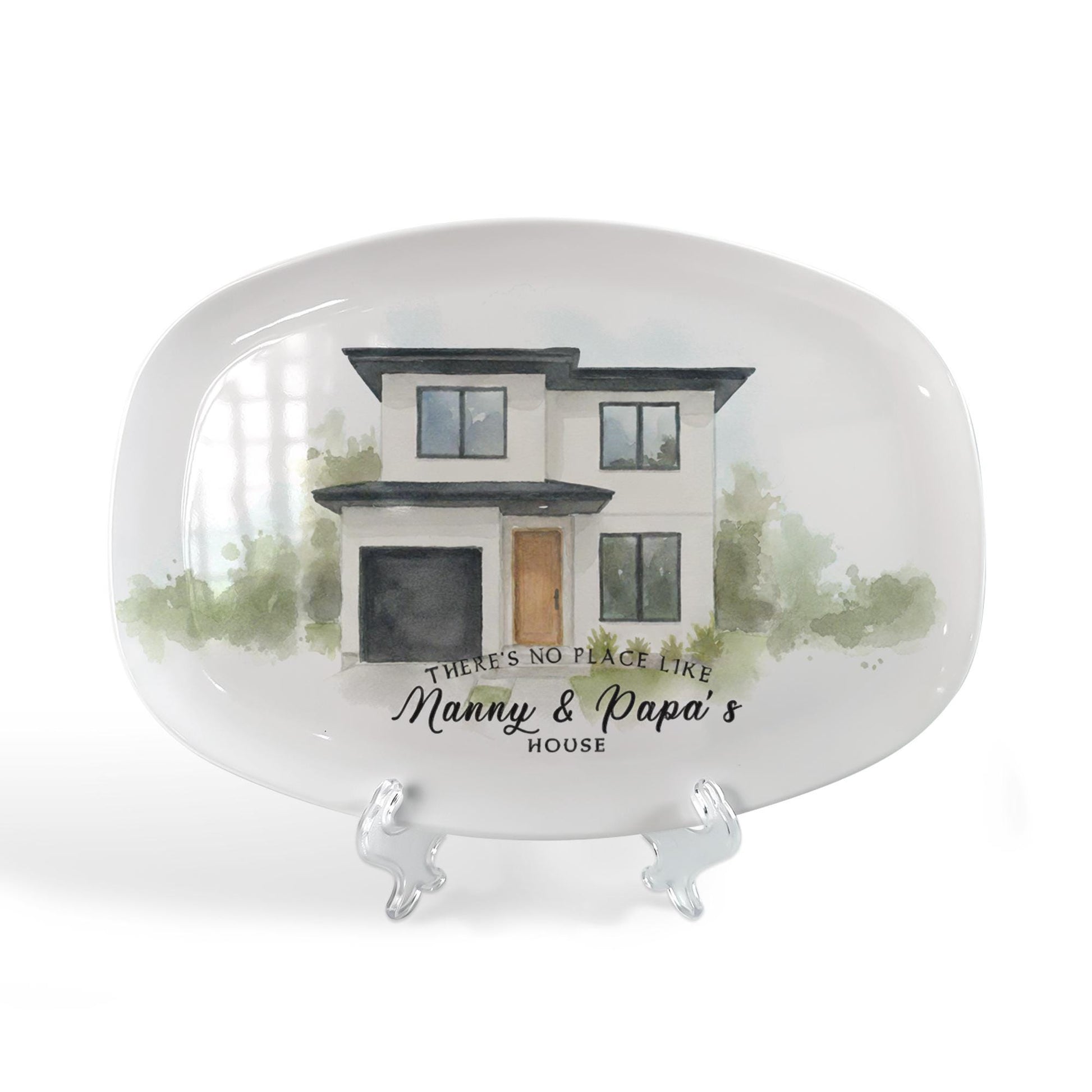 Custom House Illustration Platter – Personalized Family Home Gift for Nanny & Papa