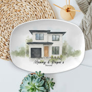 Custom House Illustration Platter – Personalized Family Home Gift for Nanny & Papa