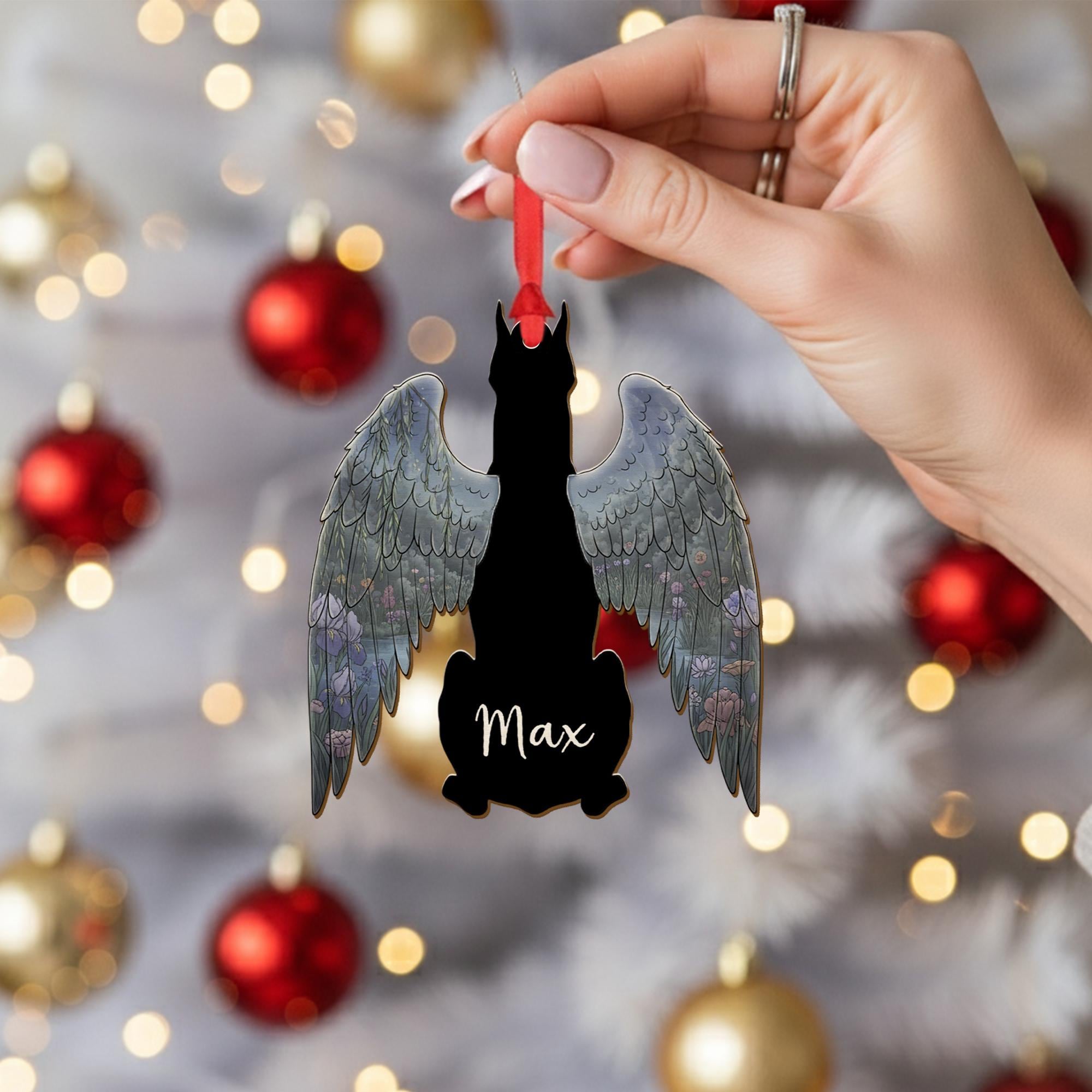 Personalized Dog Memorial Ornament – Acrylic Pet Loss Decoration with Angel Wings Design