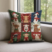 Christmas Cow Pillow – Farmhouse Holiday Throw Cushion with Festive Cattle Design